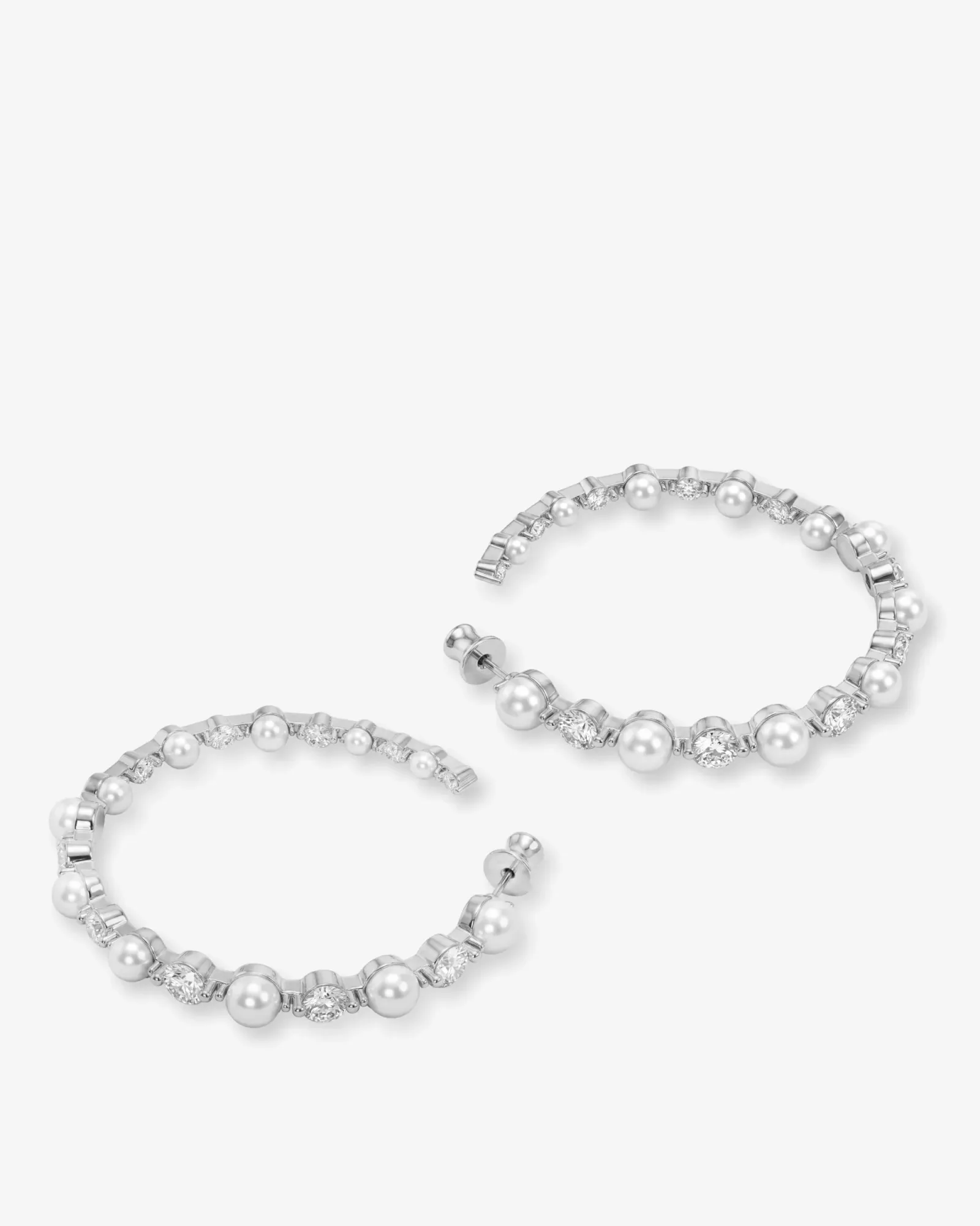 She's an Icon Pearl Hoops 2" – Silver