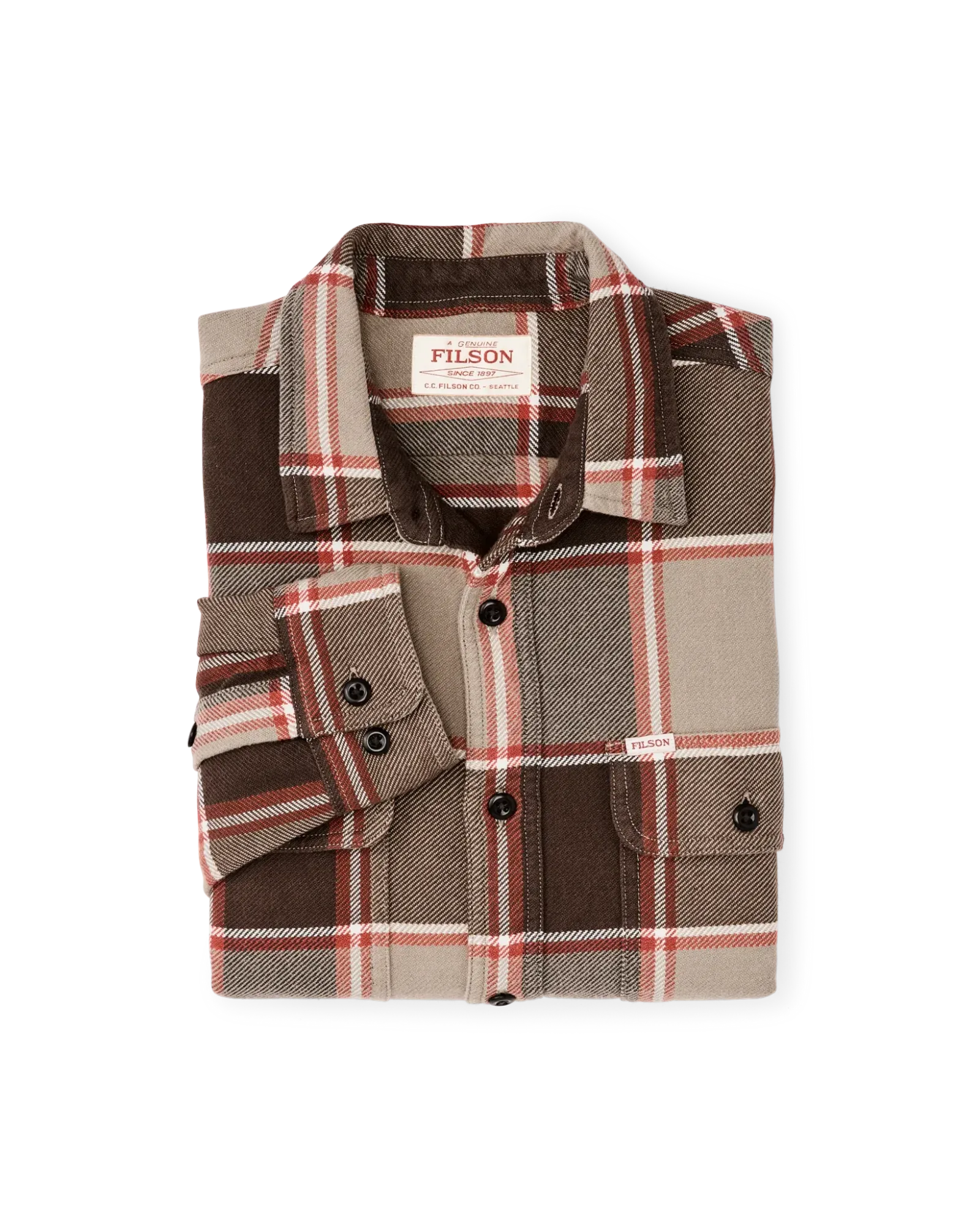 Vintage Flannel Work Shirt – Tan / Orange / Multi Plaid