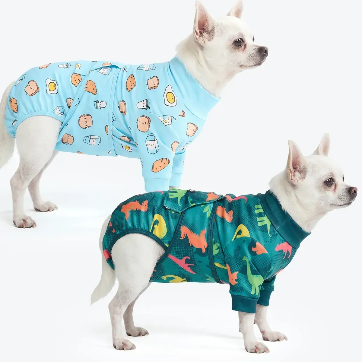 Dog Surgical Suit (2-pack) – Breakfast Blue and Dinosaurs