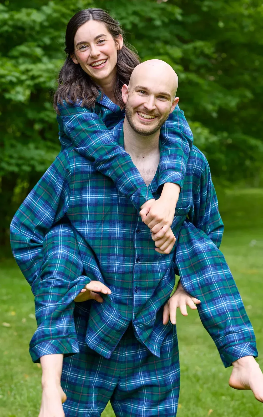 Heritage Plaid Button-Front Matching Couples Pajamas