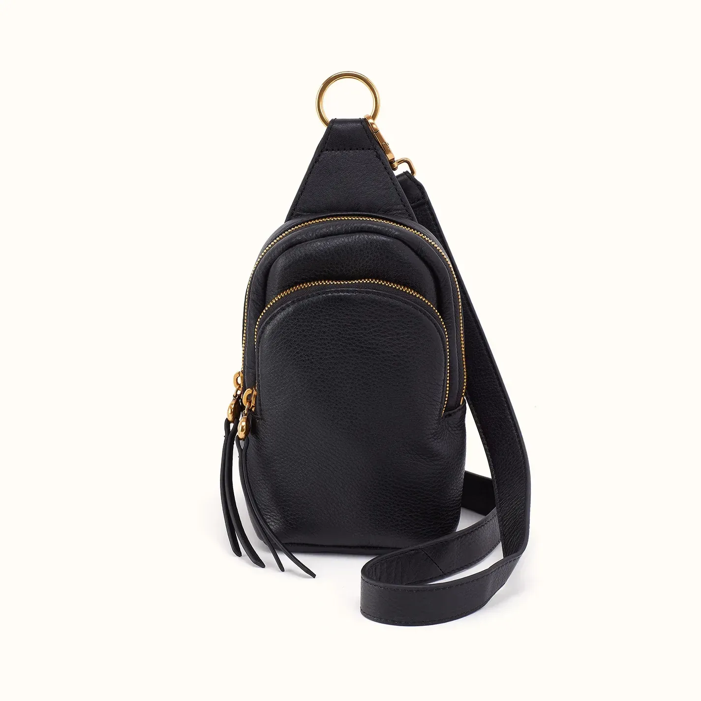 Fern Small Sling In Pebbled Leather – Black