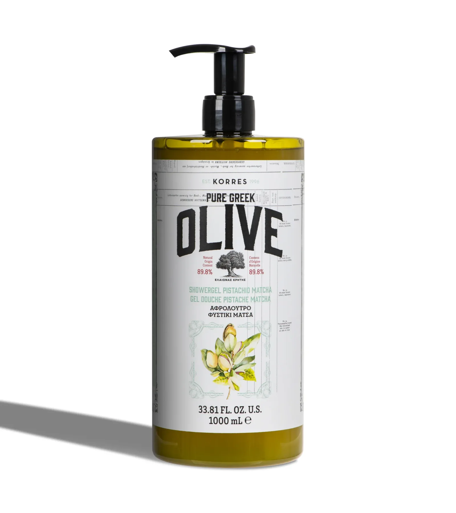 Pure Greek Olive Shower Gel Pistachio Matcha 1 Liter