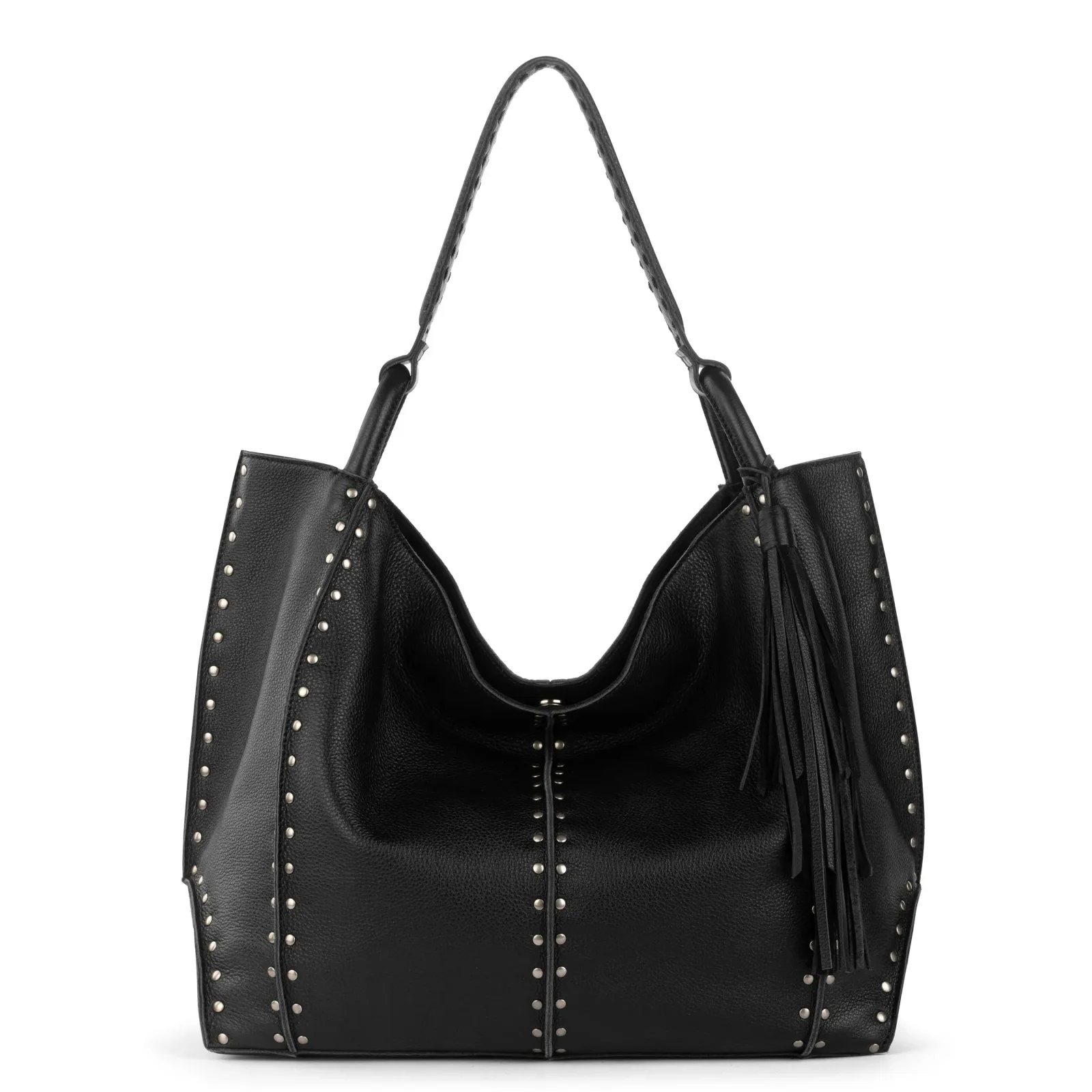 Los Feliz Large Tote – Leather – Black Silver Stud