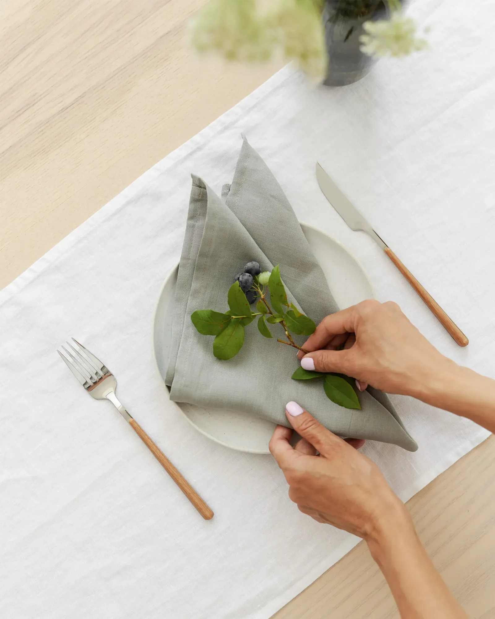 Calm Sage linen napkin set of 2