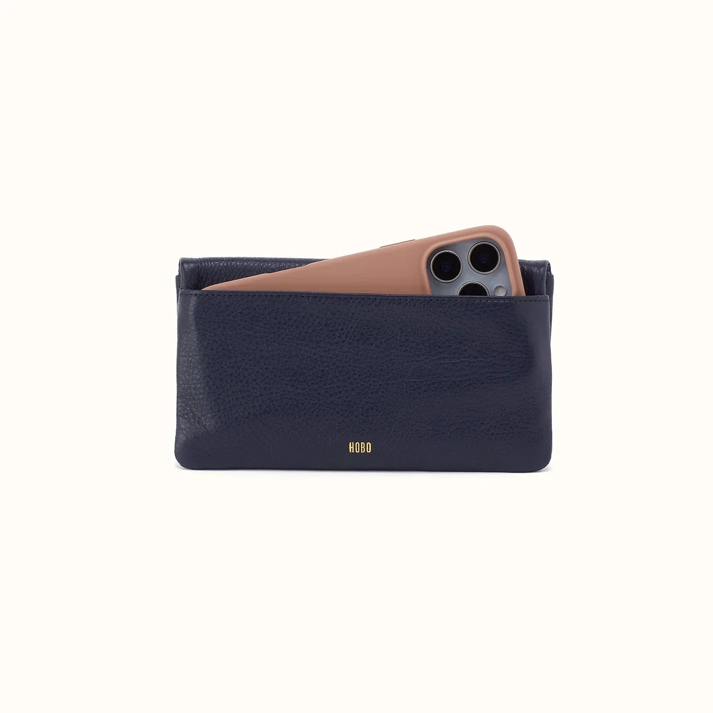 Lumen Continental Wallet In Pebbled Leather – Ink Navy