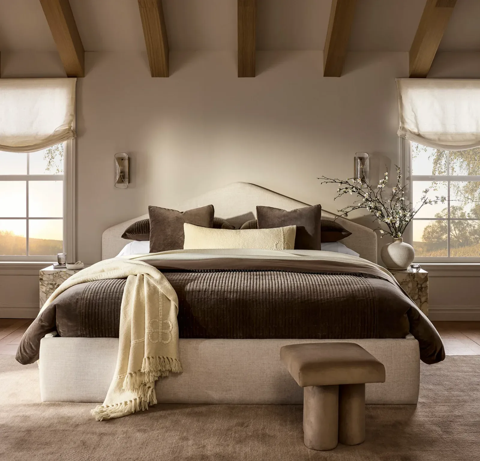 Fluted Cotton Velvet Duvet Cover – Deep Walnut