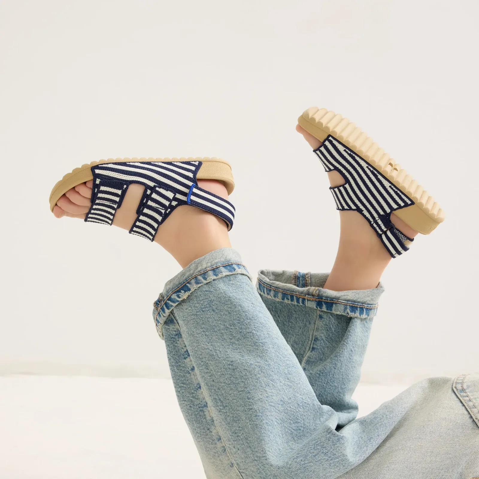 The Kids Double Strap Sandal – Sailor Stripes