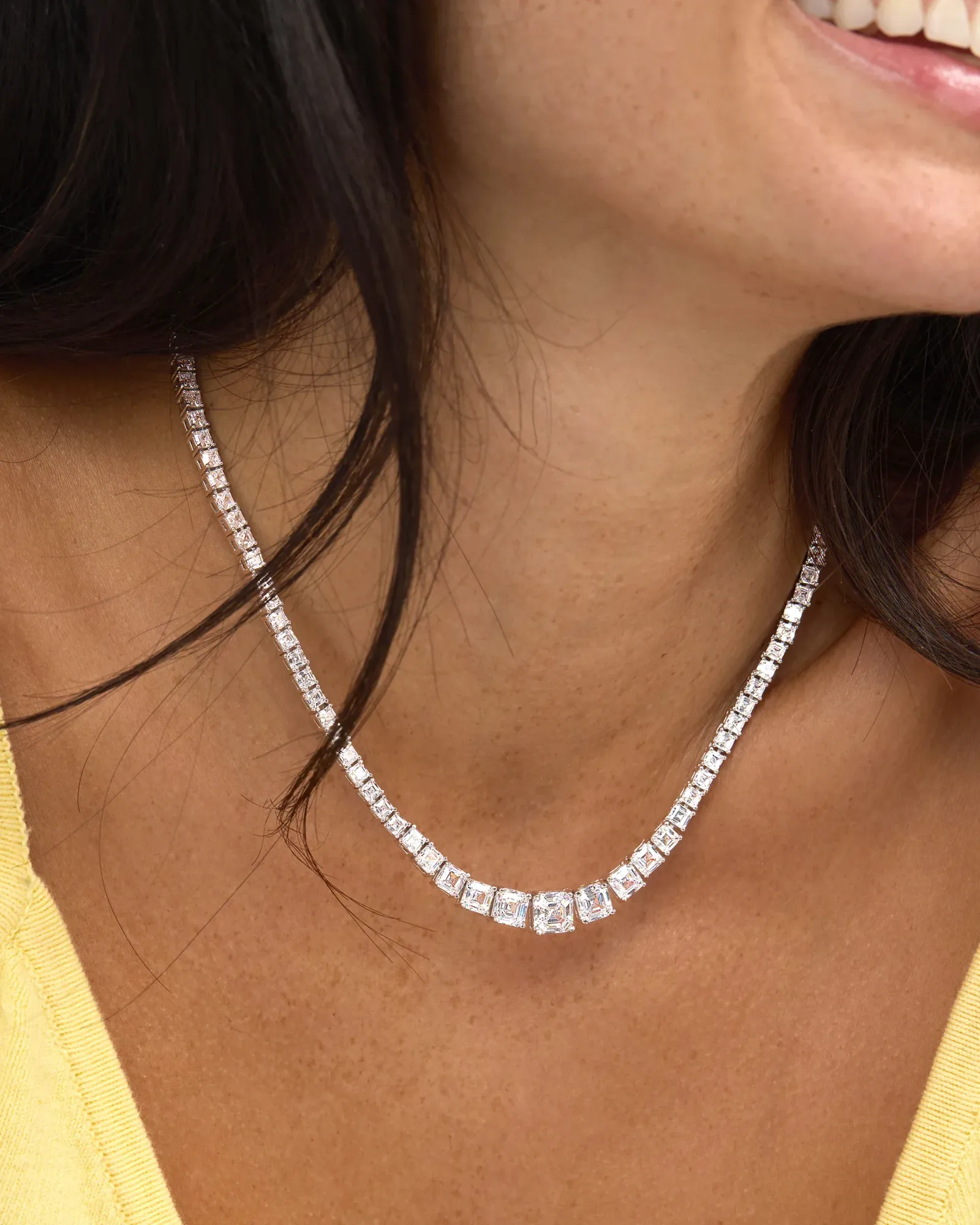 The Queen's Graduated Tennis Necklace – Silver|White Diamondettes