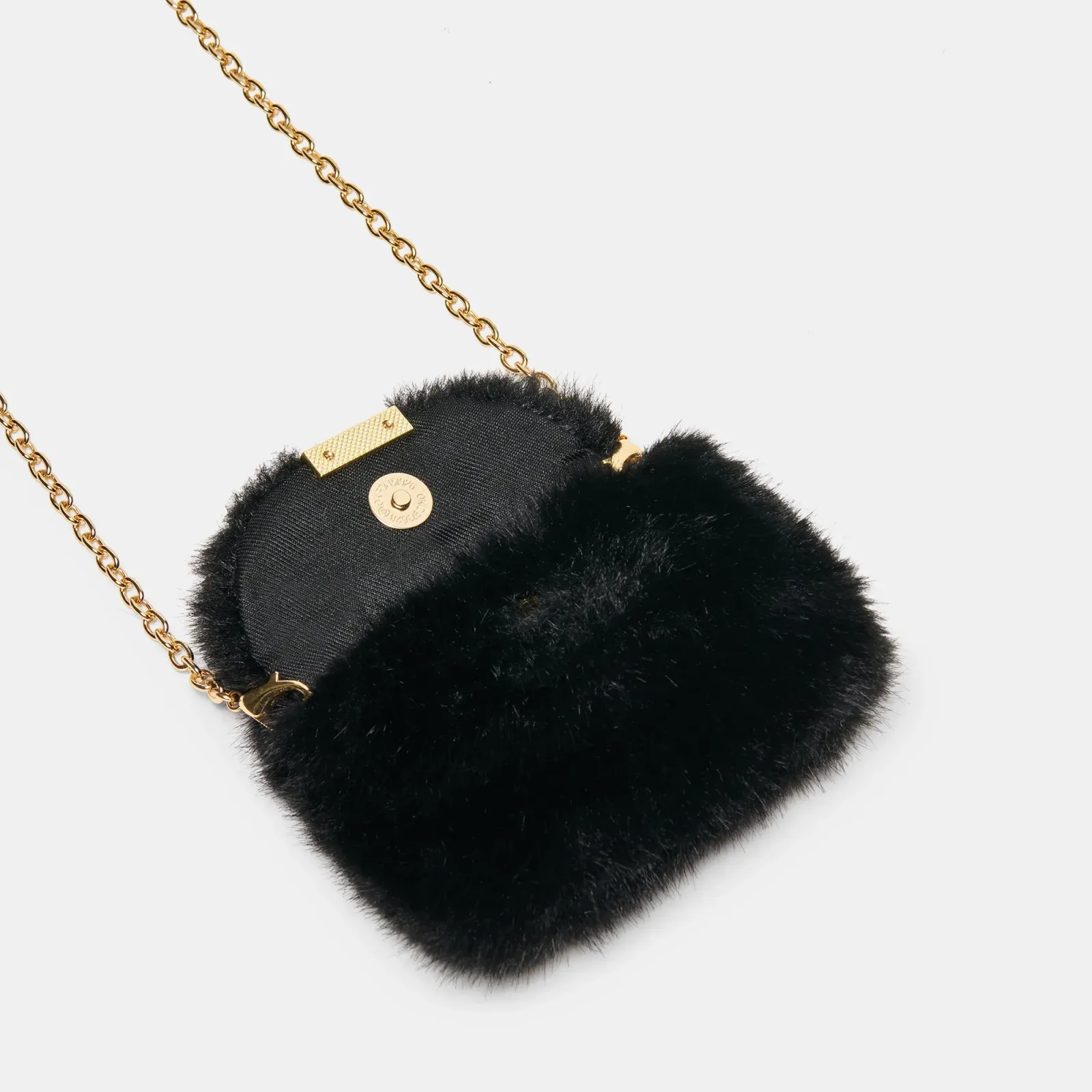 Brindi Crossbody Wallet Black Faux Fur