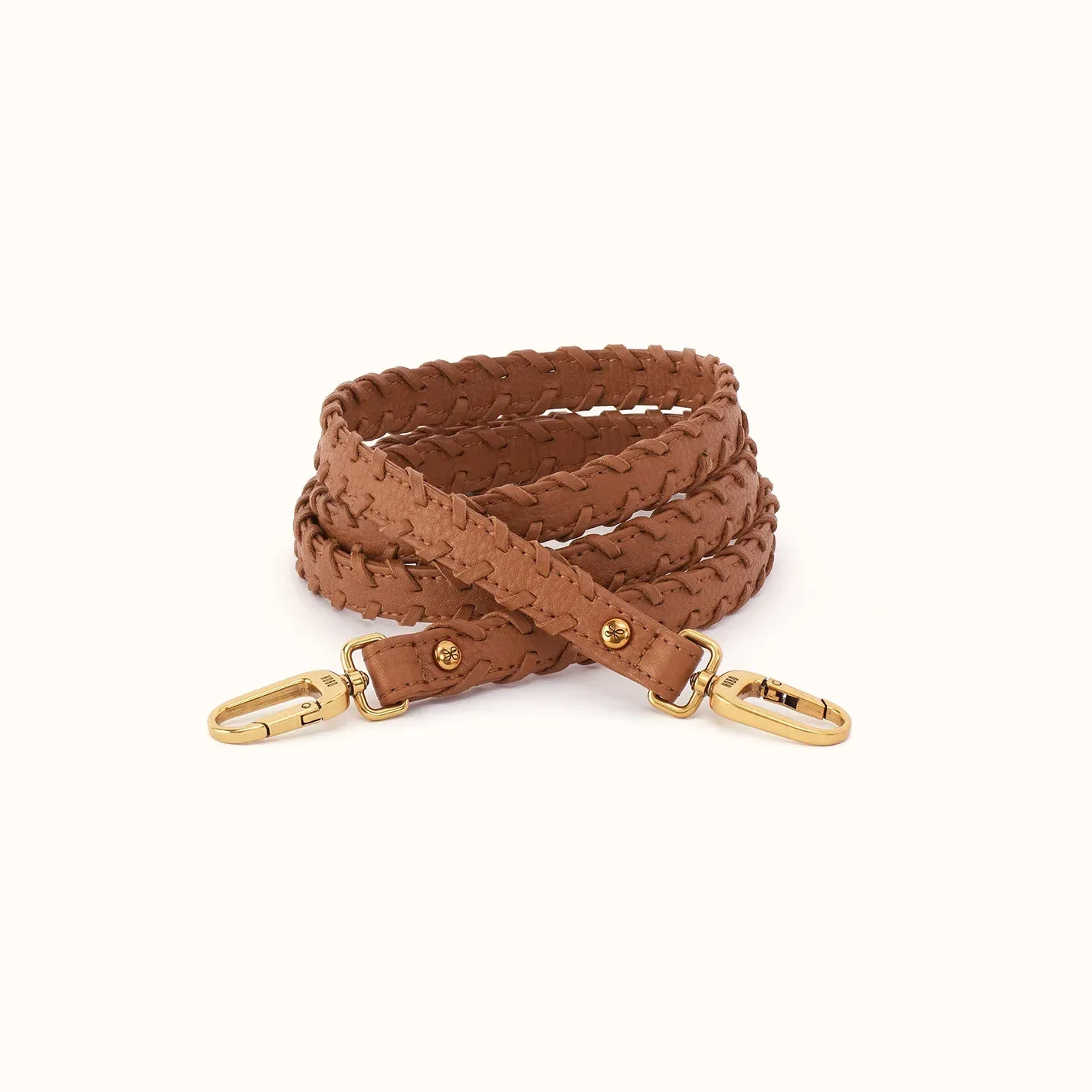 Thin Braided Strap in Pebbled Leather – Warm Honey