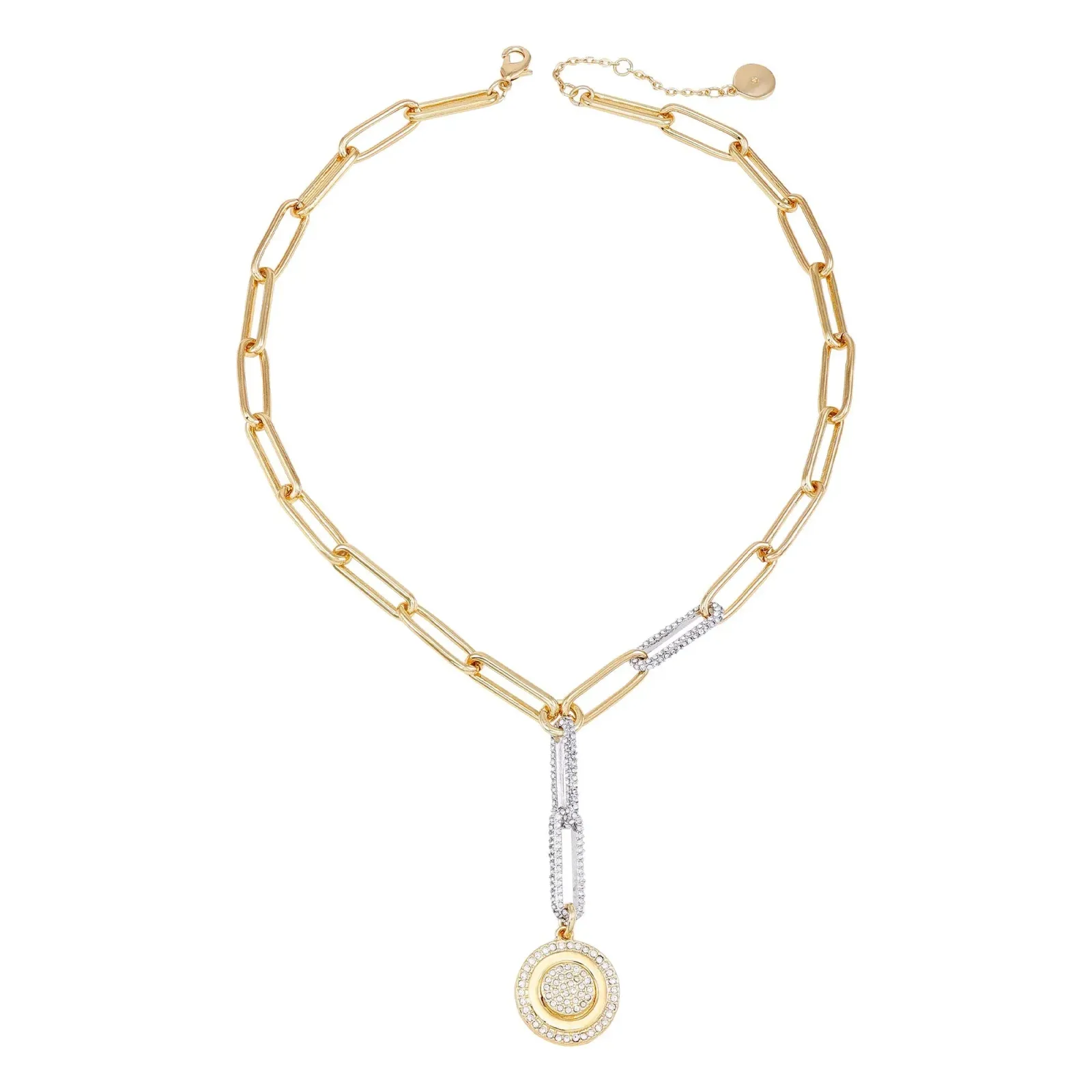 Two Tone Coin Pendant Y Necklace