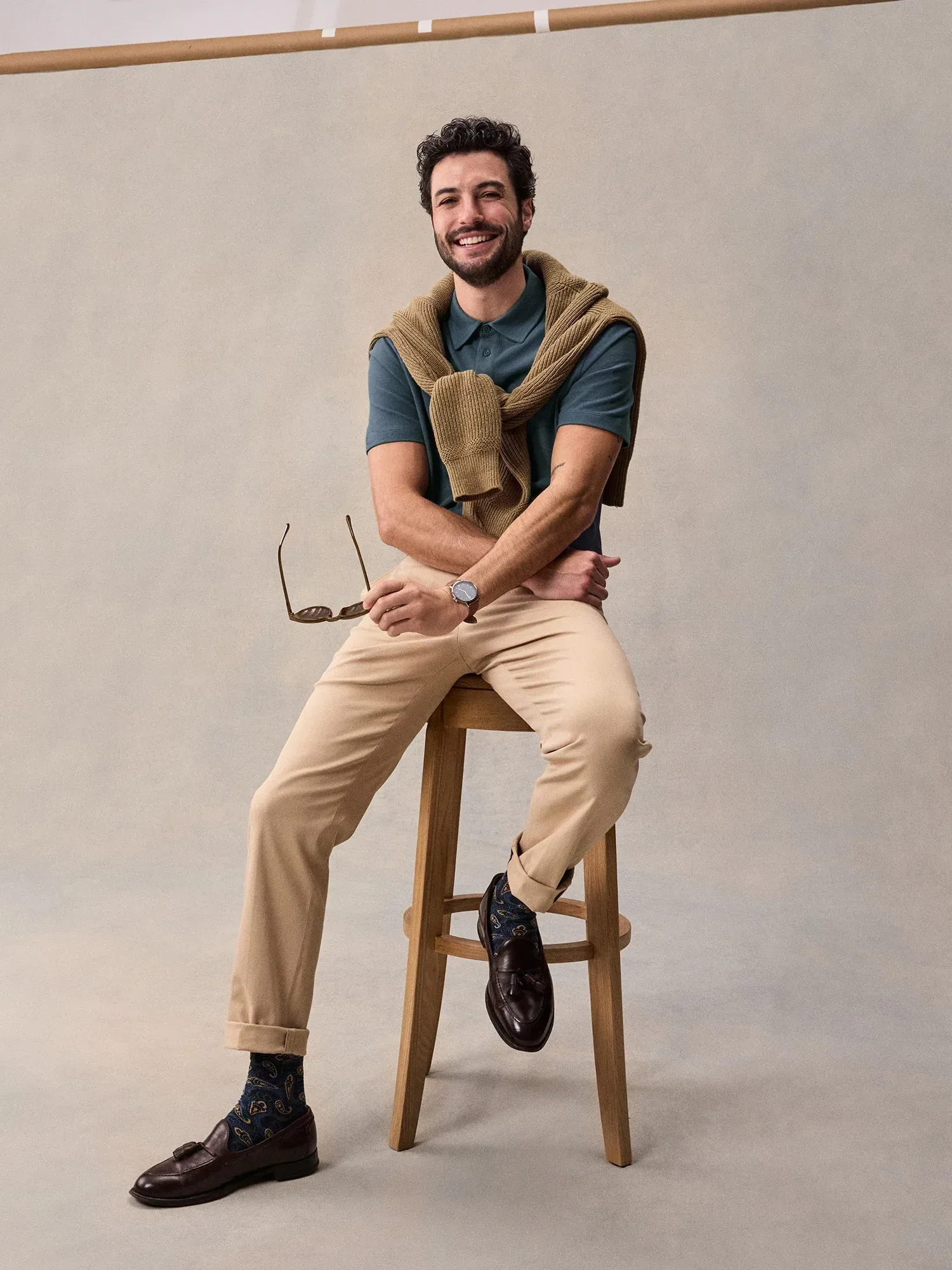 Dusk Blue Cotton Pique Polo Shirt