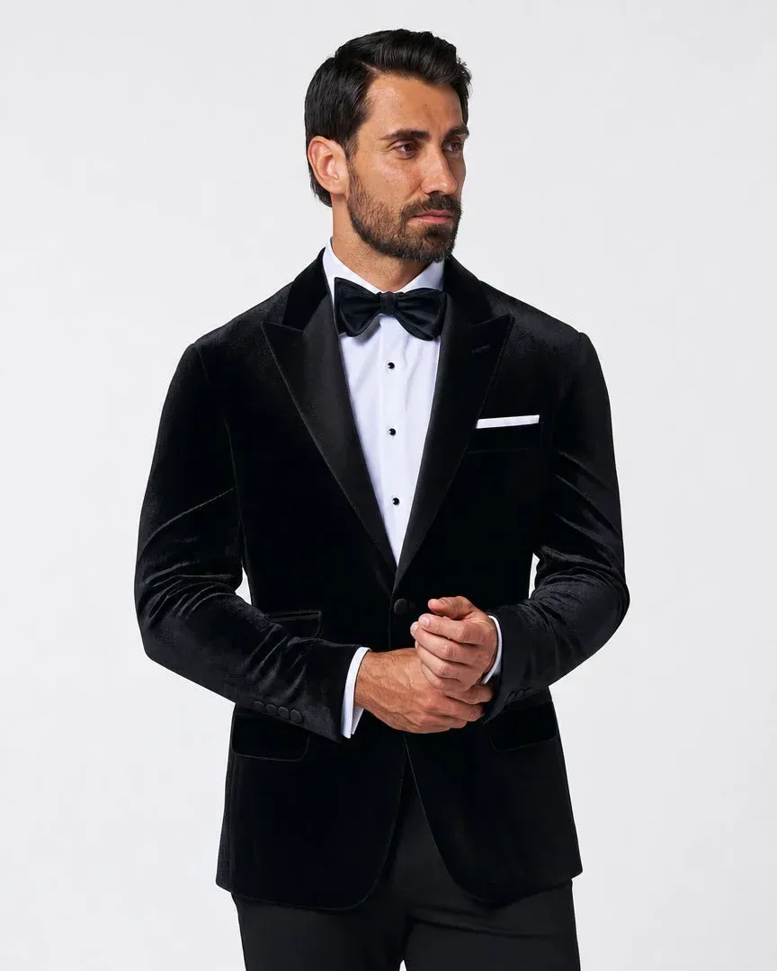Tuxedo Jacket – Black Velvet with Peak Lapel