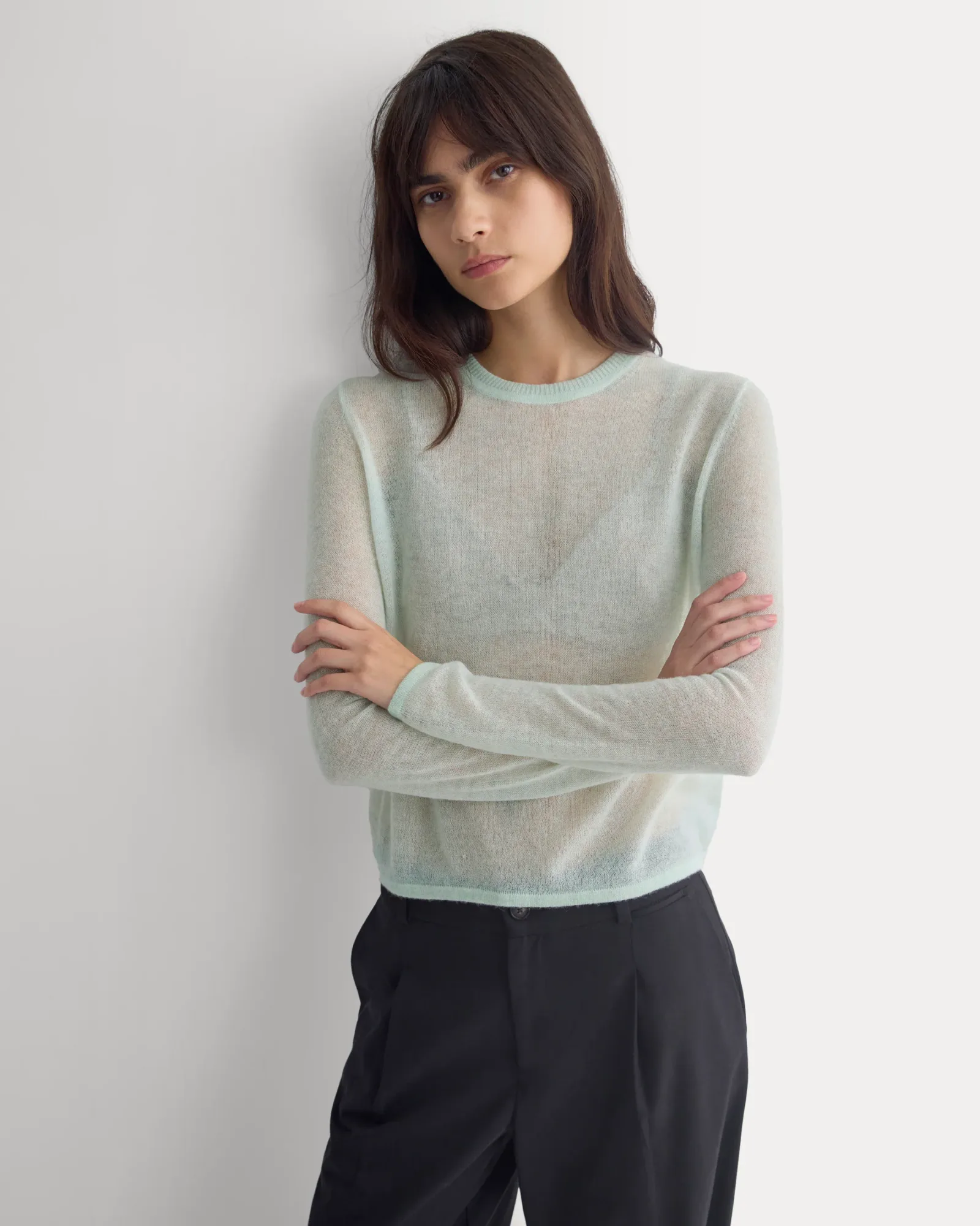 Air Alpaca Long-Sleeve Slim Crew – Lily Green