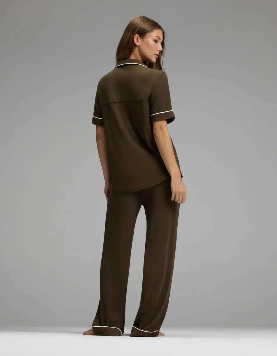 Women's Bamboo Rib-Knit Classic Short Sleeve & Pant Pajama Set
