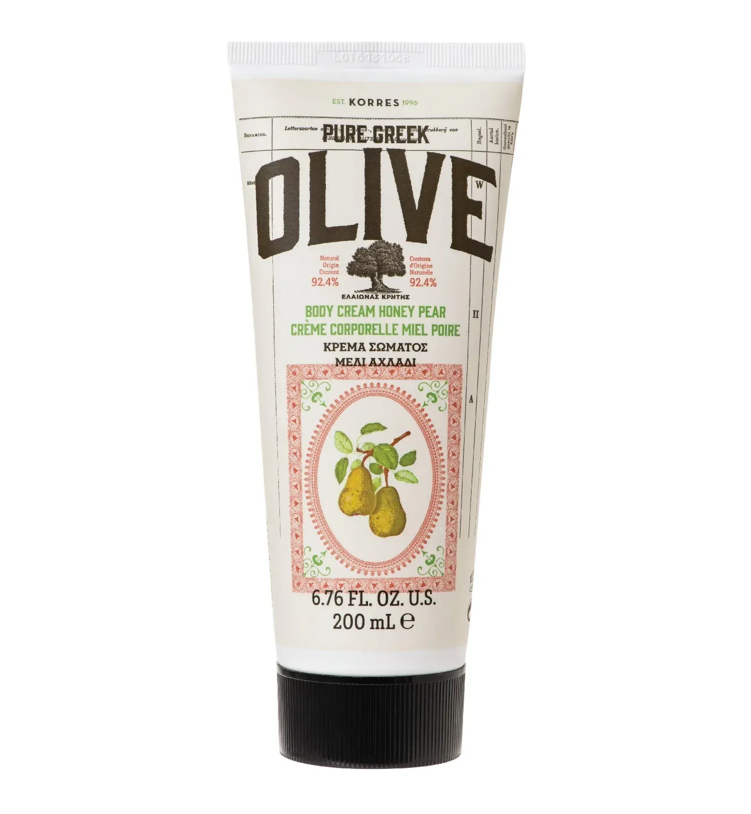 Pure Greek Olive Body Cream Honey Pear