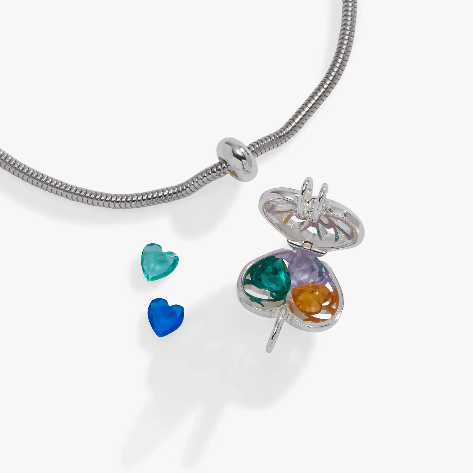 Heart & Butterfly Birthstone Shaker Bracelet
