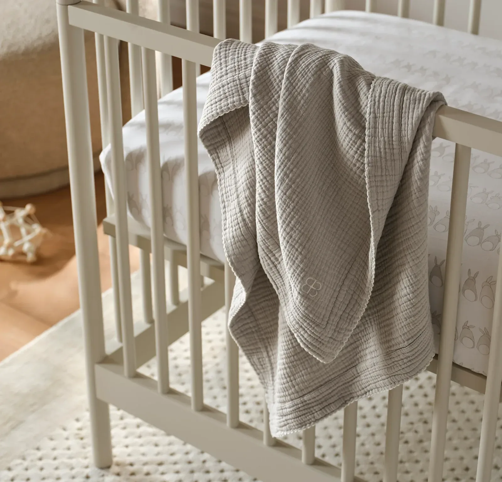Dream Baby Blanket – Pewter/Cream Picot