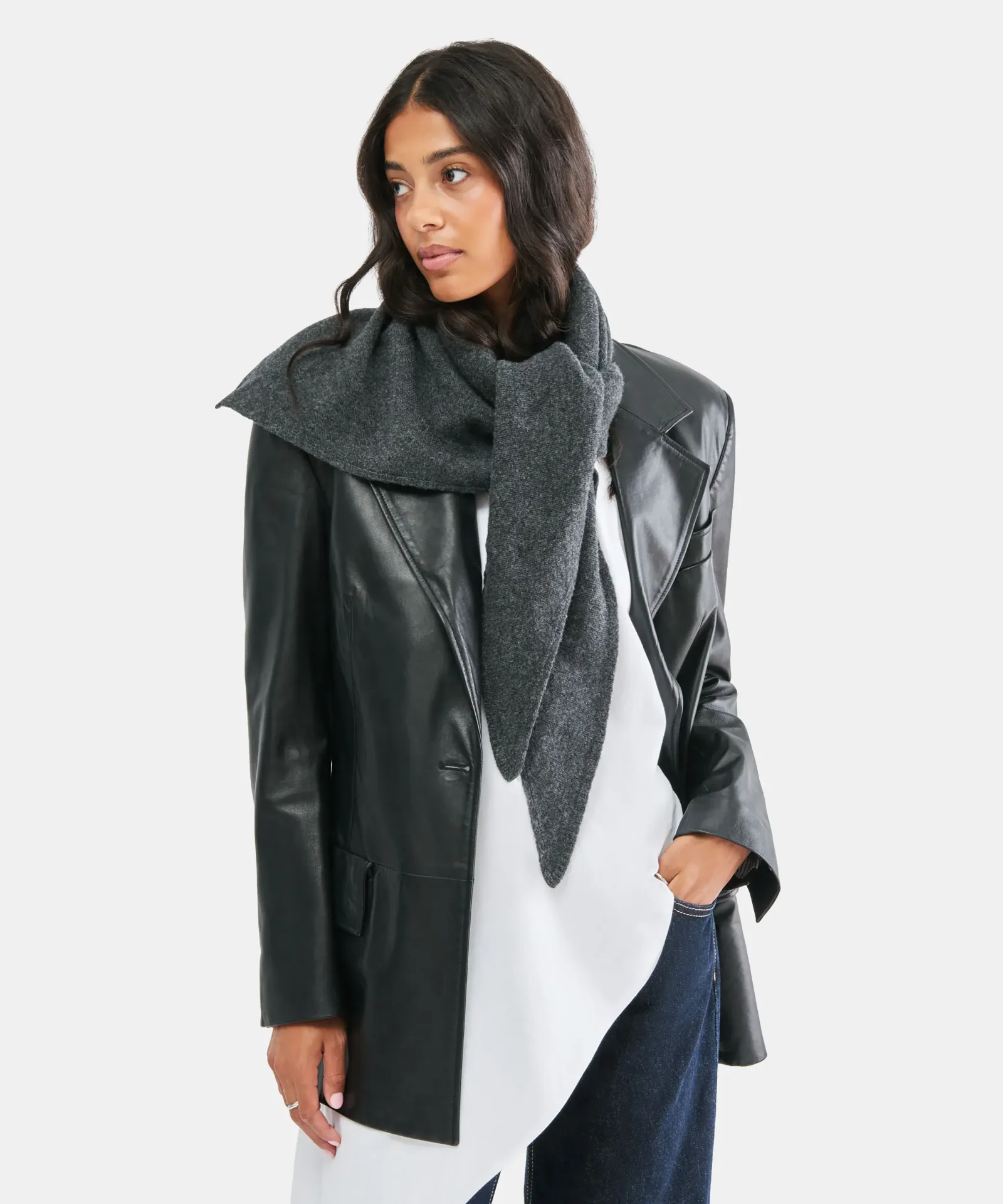 Triangle Scarf Dark Heather Grey