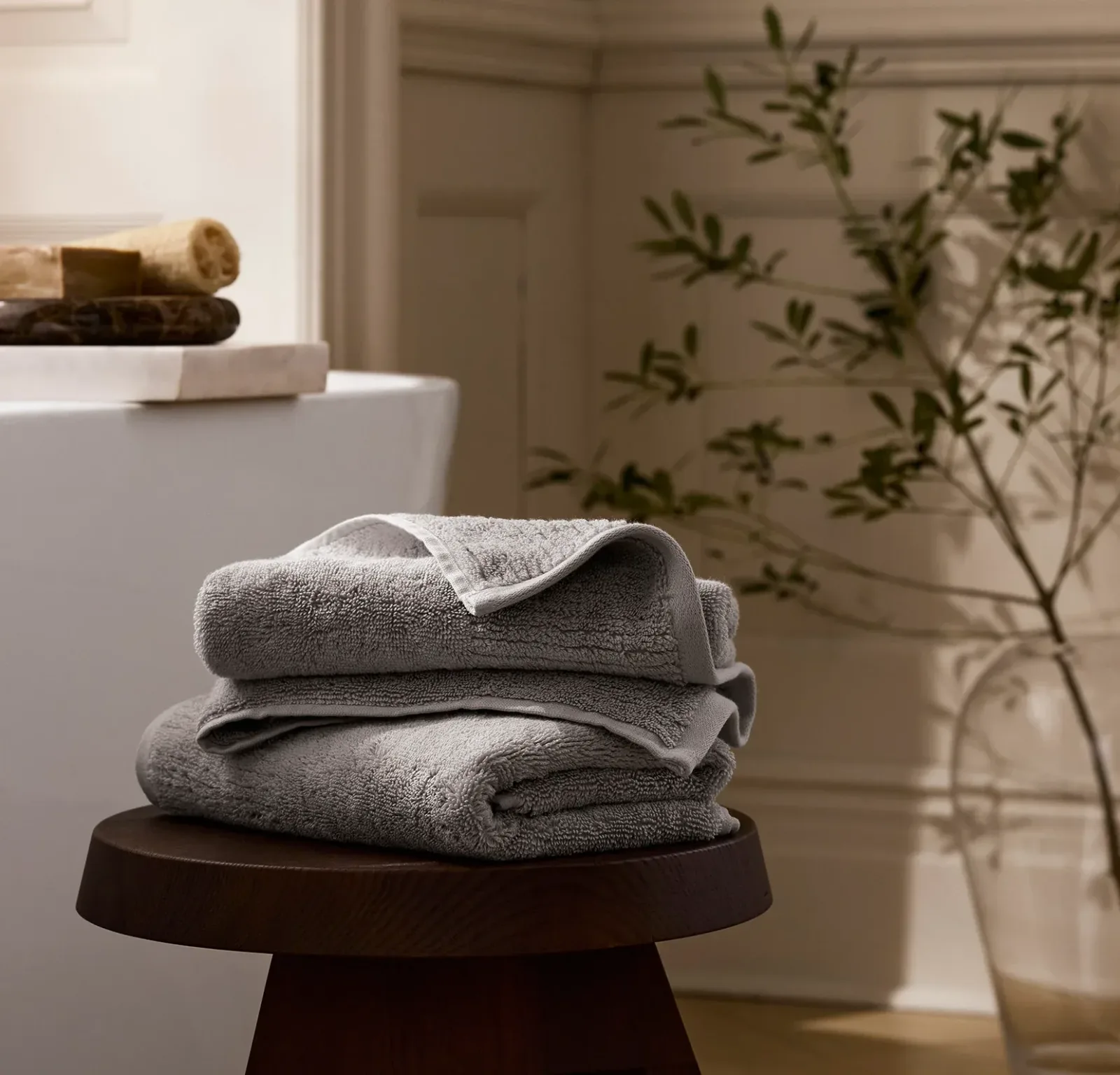Turkish Ultra Plush Hand Towels (Pair) – Stone (Personalized)