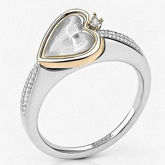 Laure Heart Stacking Ring – Rhodium Plated / 6
