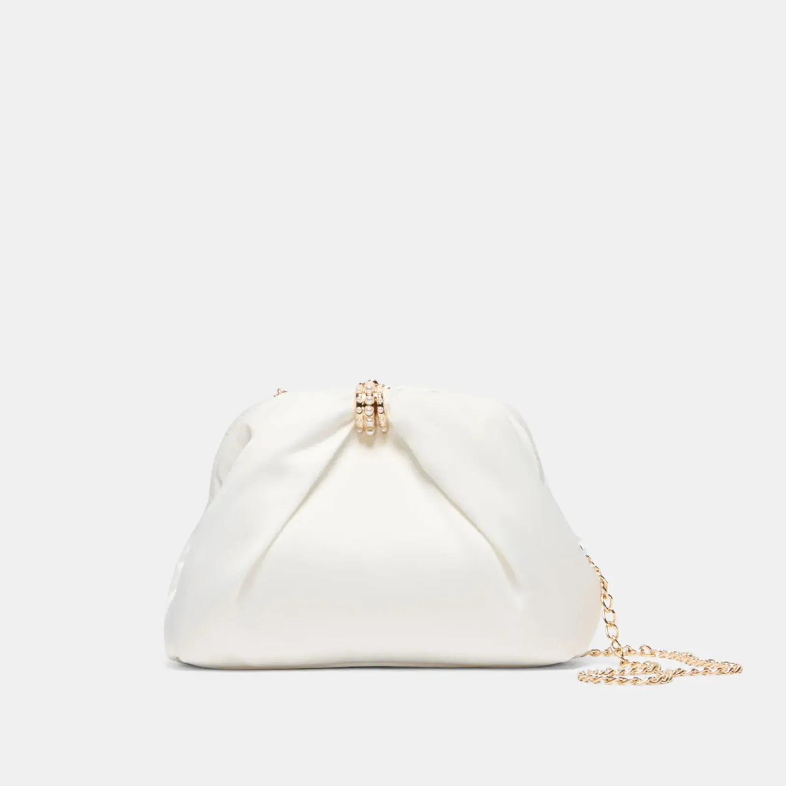 Gleam Clutch White Satin