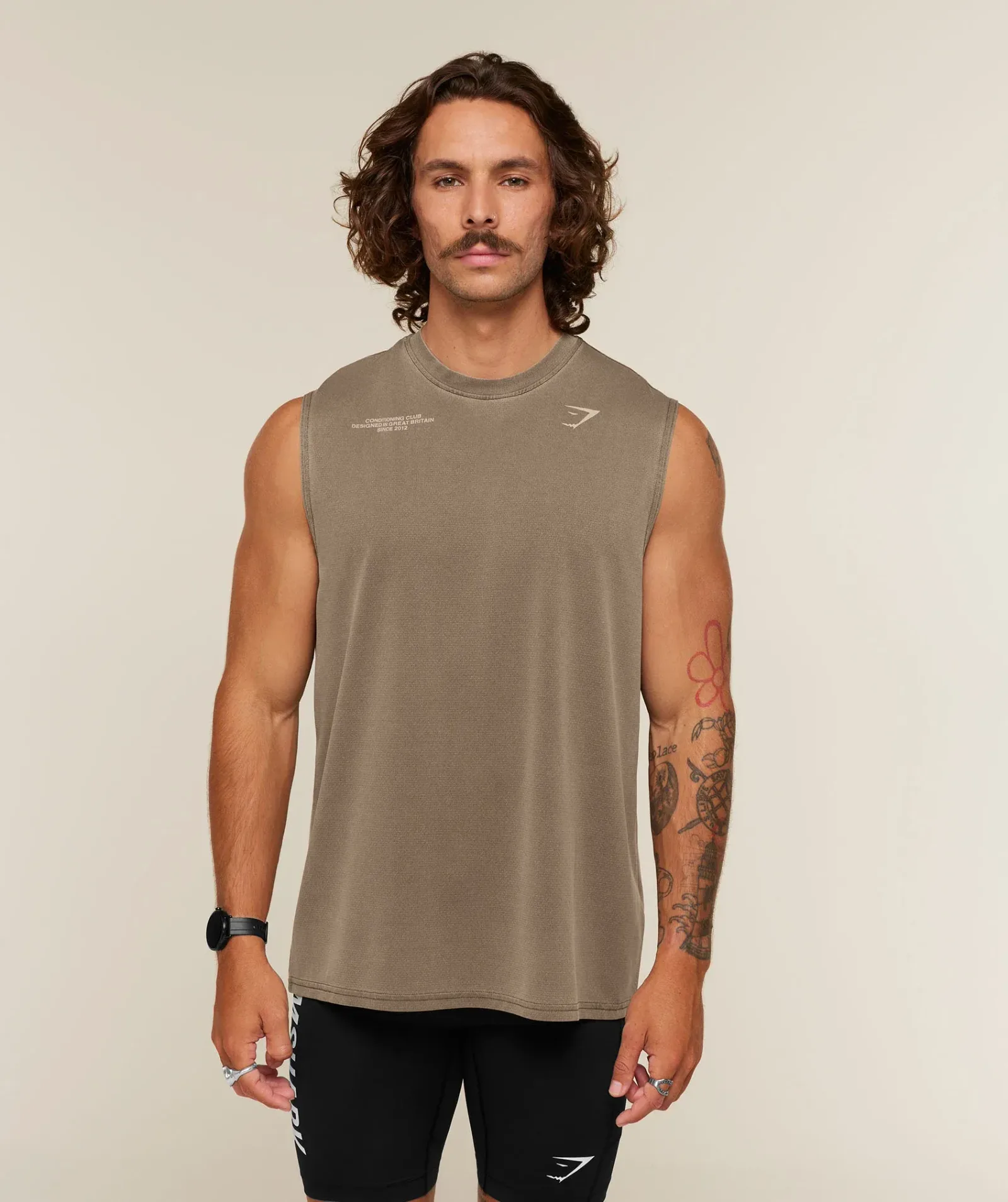 Gymshark Conditioning Club Washed Tank – Trail Brown/Vanilla Beige/Wash