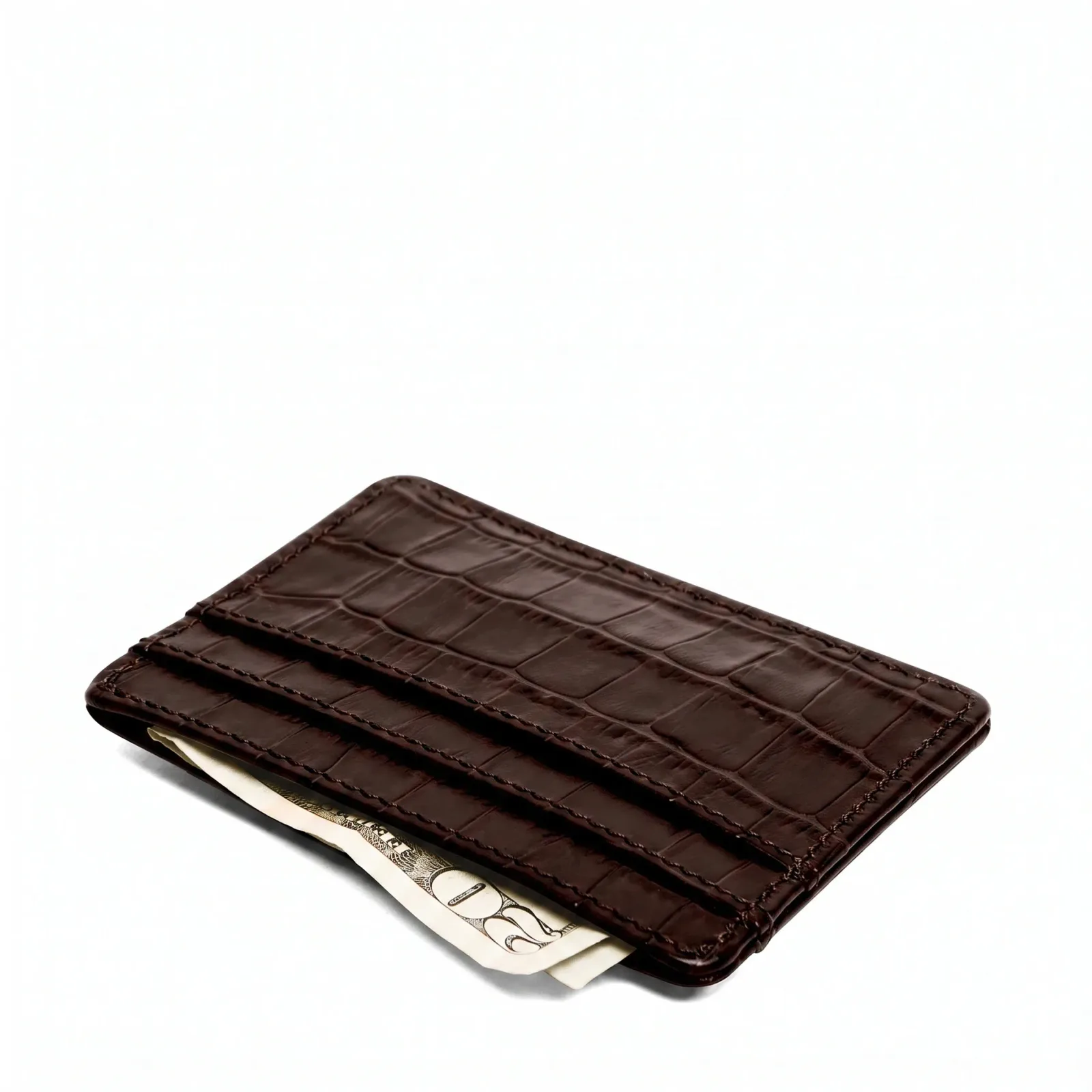 Slim ID Card Case Brown Croc
