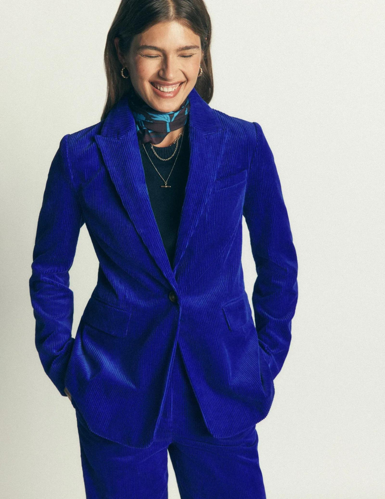 Woodbridge Cord Blazer-Bright Blue