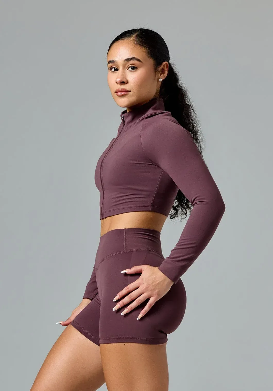 FormLux™ Fitted Crop Jacket Cherry Cola