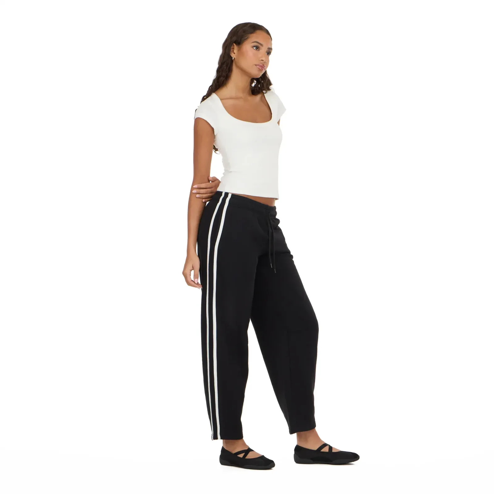 Striped Barrel Leg Joggers
