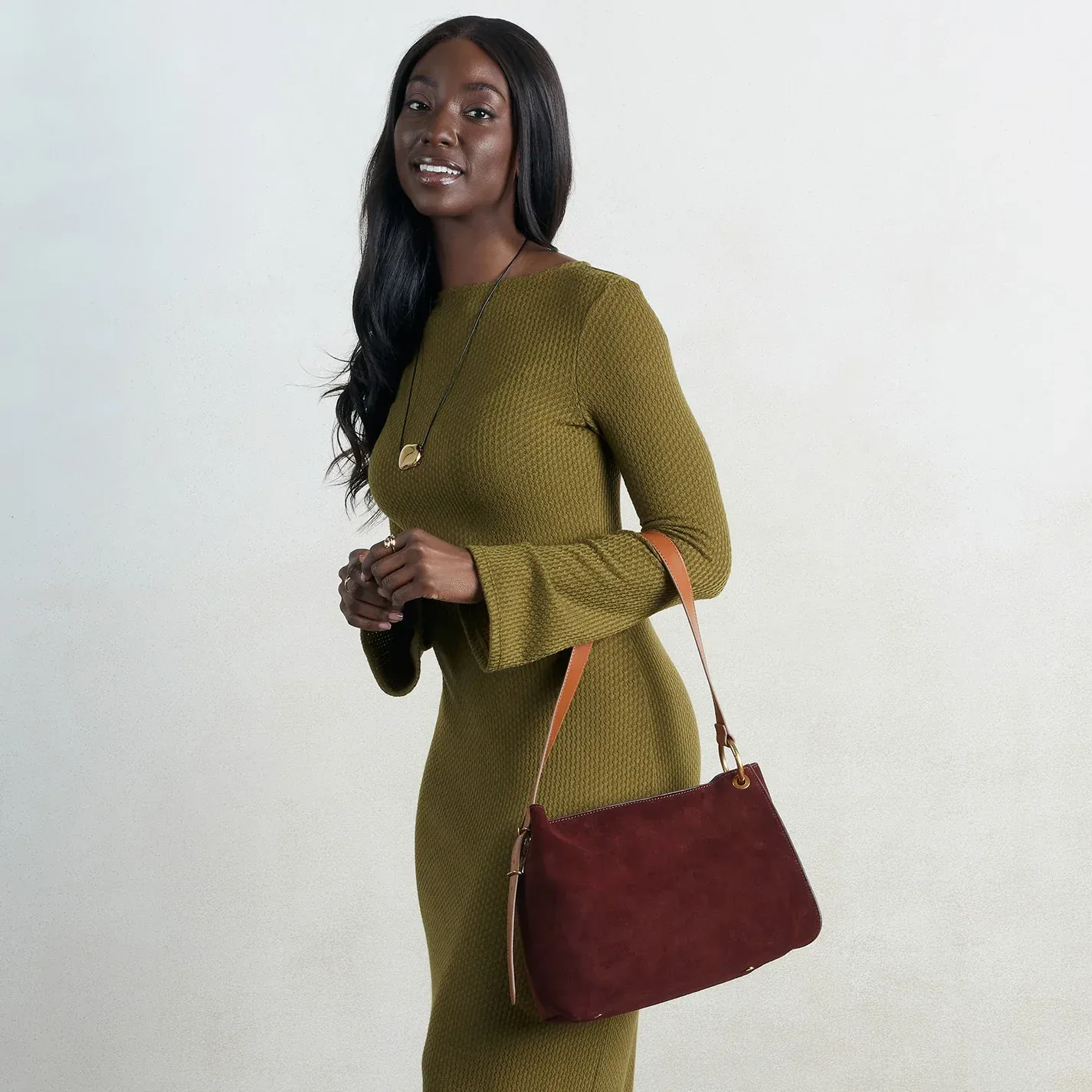 Rayna Shoulder Bag In Suede Leather – Chocolate