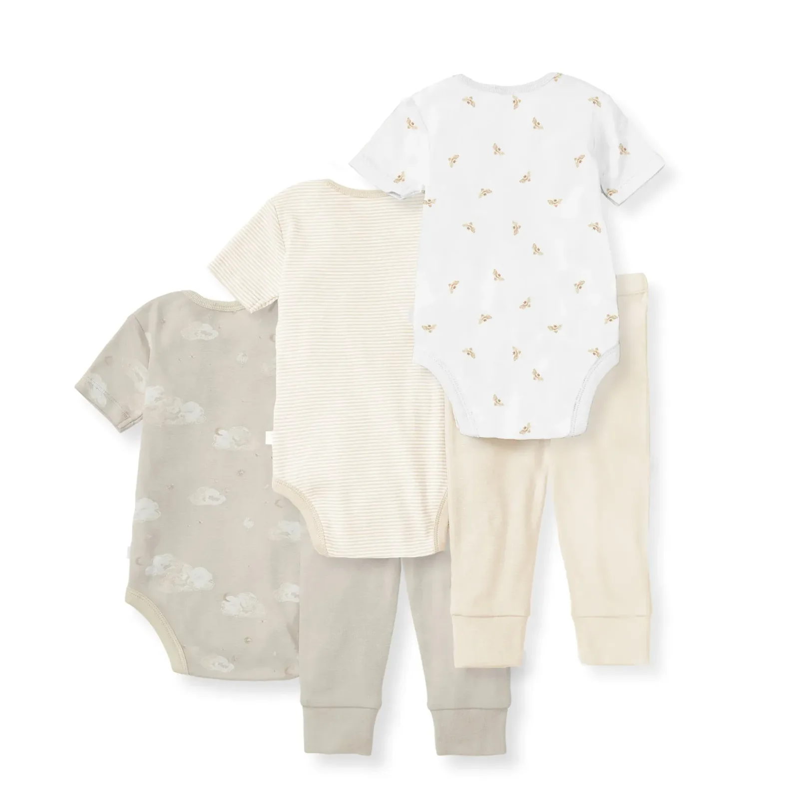 Limestone Organic Short Sleeve Bodysuit & Pant Pack of 5