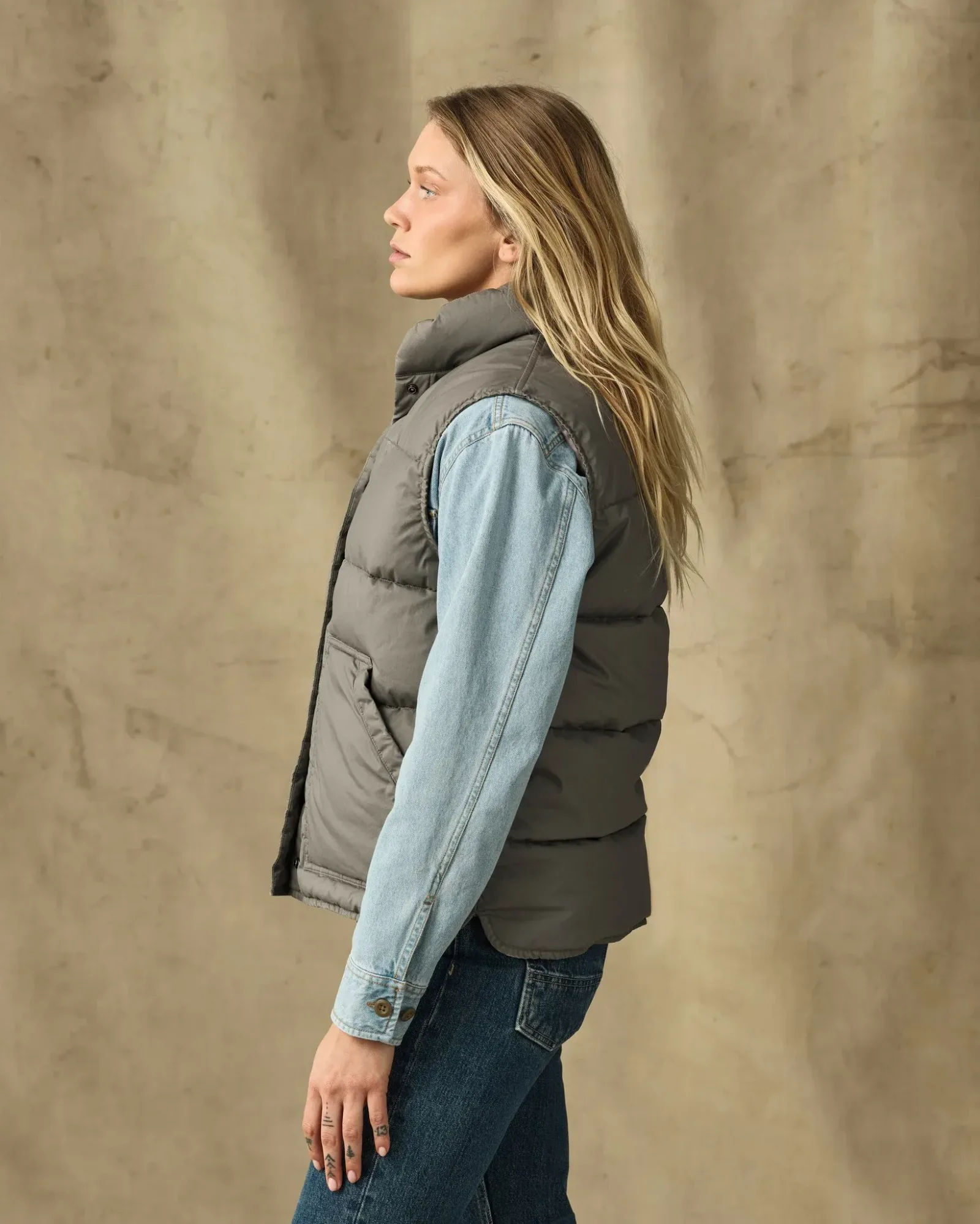 Women's Heritage Cotton Down Vest – Smokey Olive