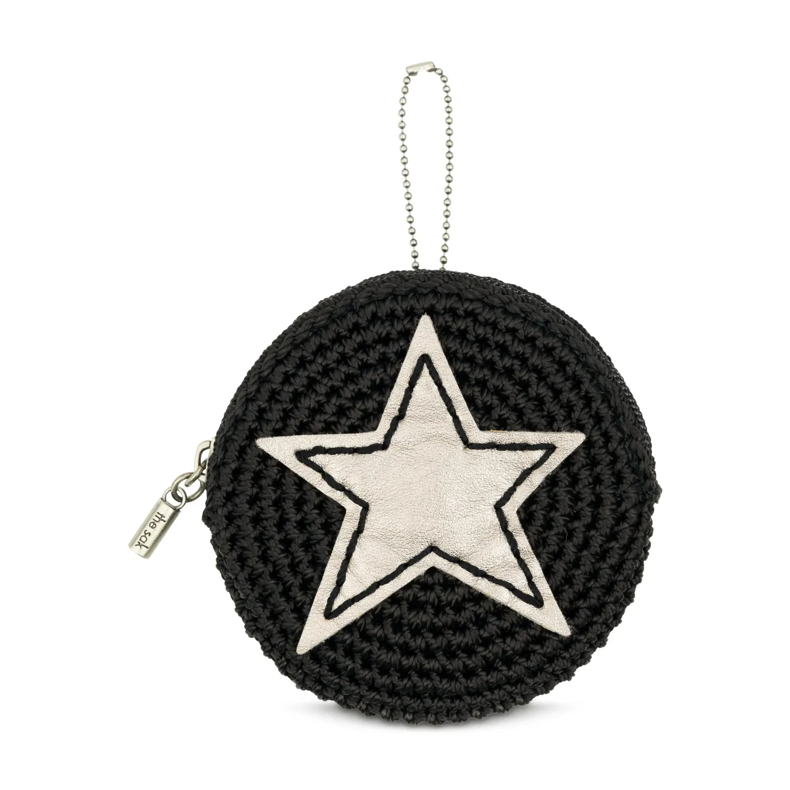Circle Coin Pouch – Hand Crochet – Black Pyrite Star