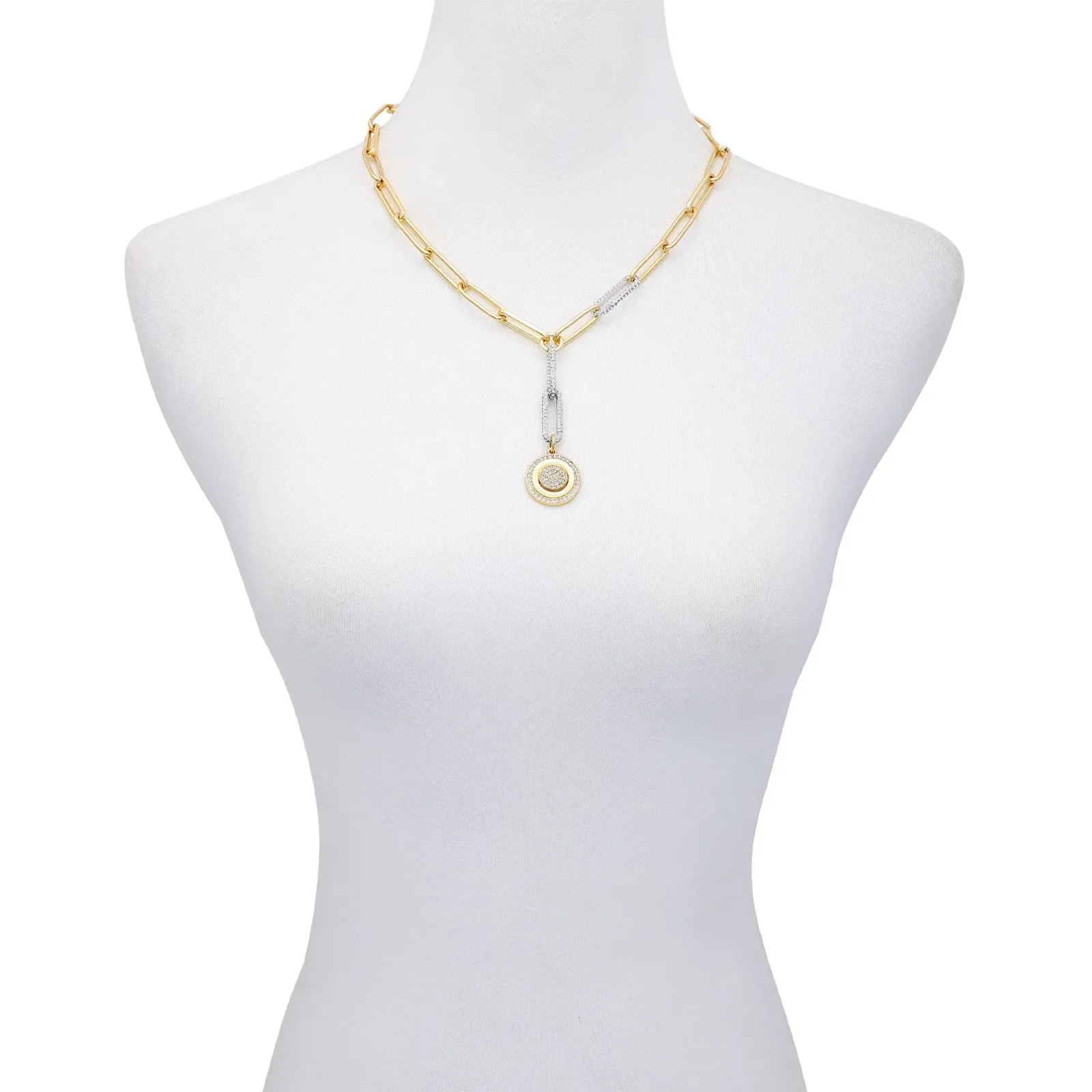 Two Tone Coin Pendant Y Necklace