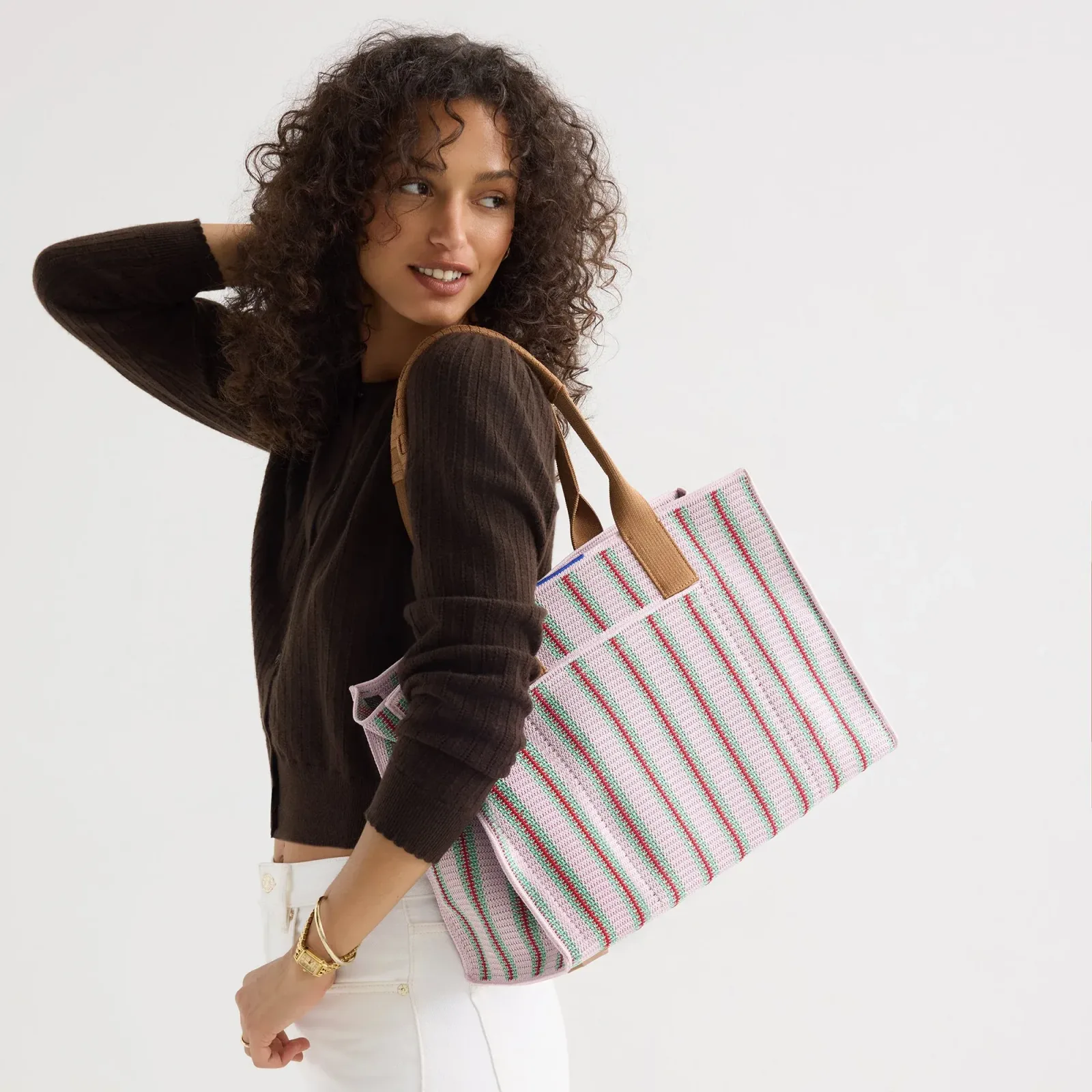 The Classic Tote – Watermelon Market Stripe