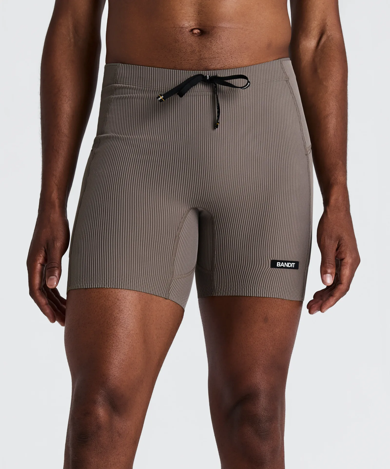 Men's Striped Cadence™ Quarter Tights – Concrete Taupe / Cocoa