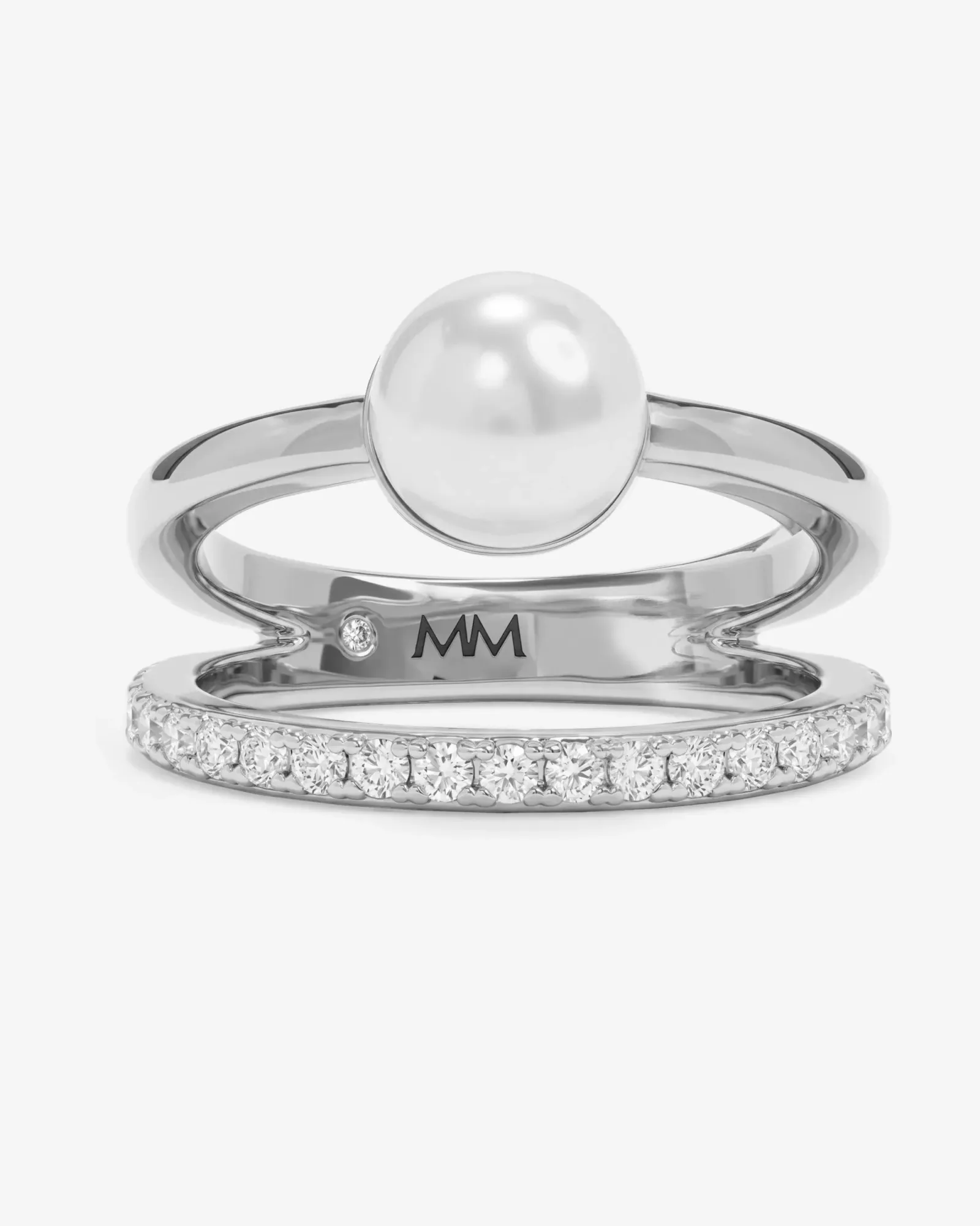 Perfect Pearl Stacked Ring – Silver