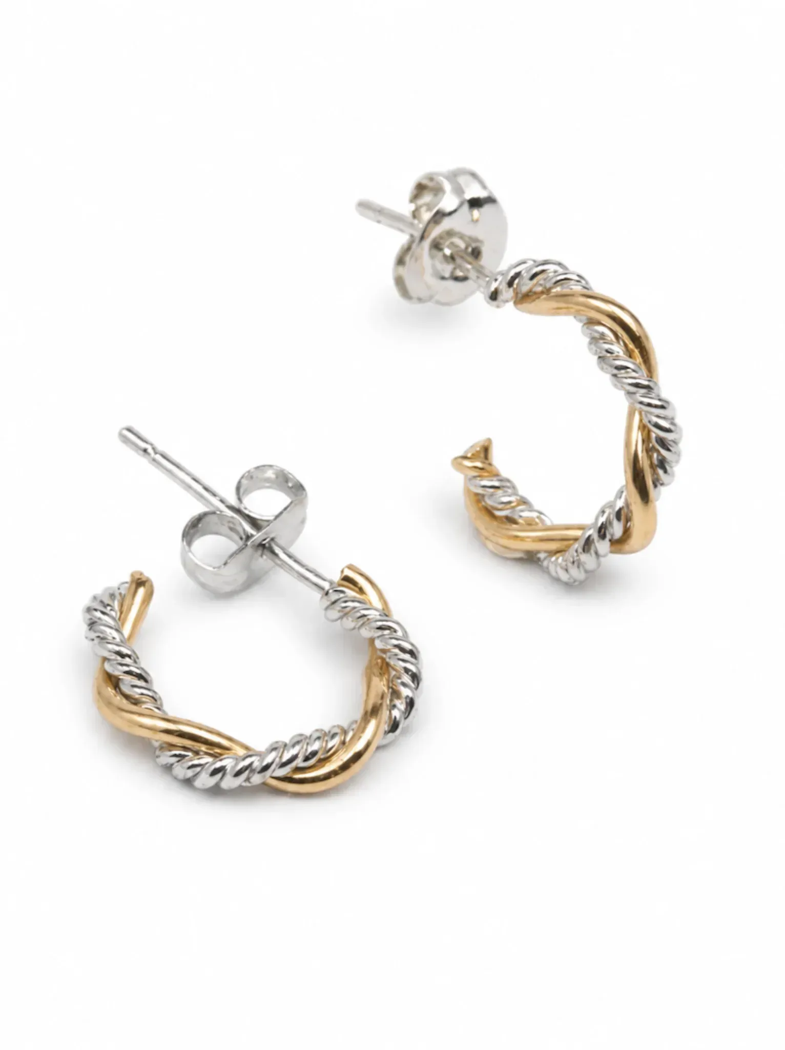 Faye Two-Tone Braided Mini Hoops