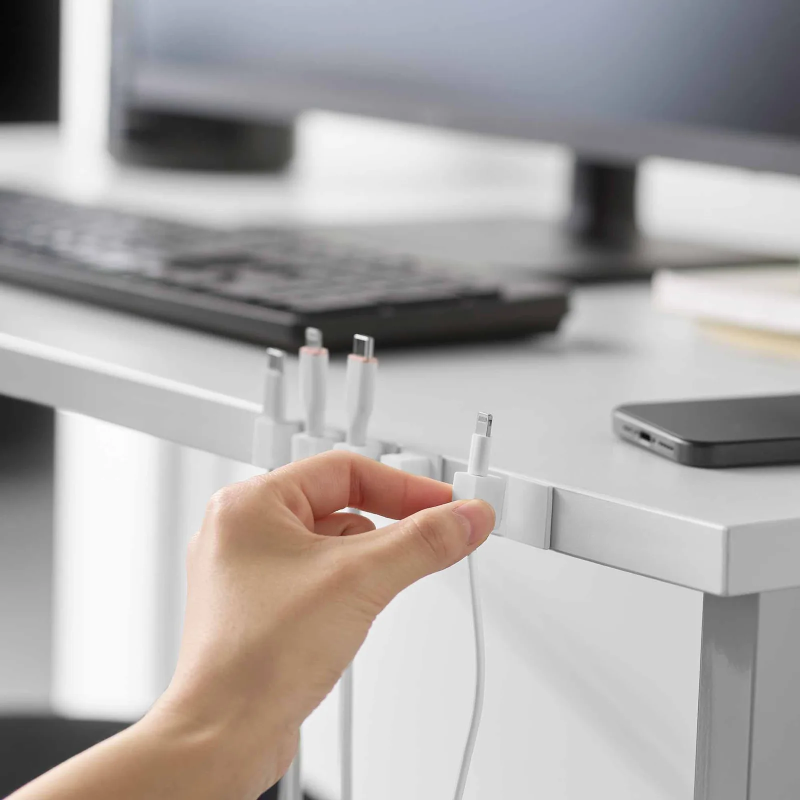 Magnetic Cable Holders With Adhesive Steel Bases (Set of 5) – Silicone