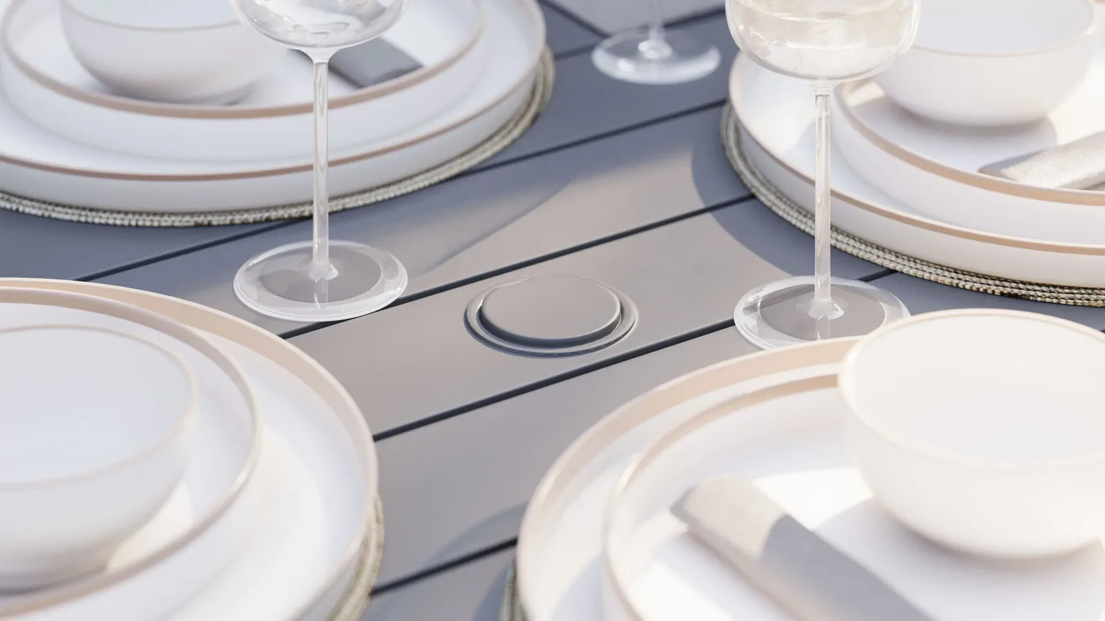 Aluminum Outdoor Square Dining Table + 4 Armless Chairs
