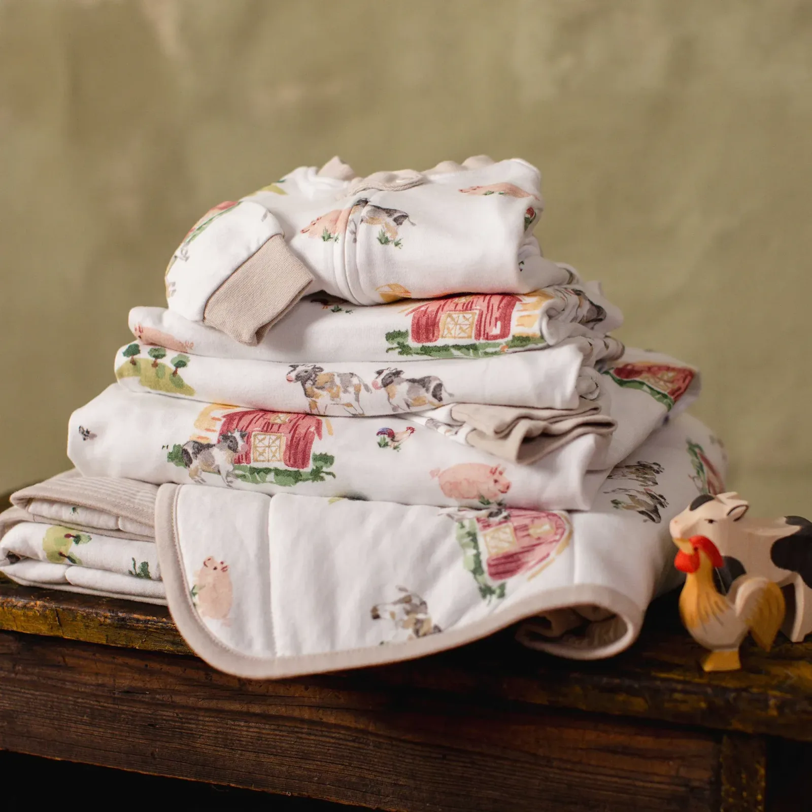 Barnyard Organic Cotton Reversible Baby Blanket