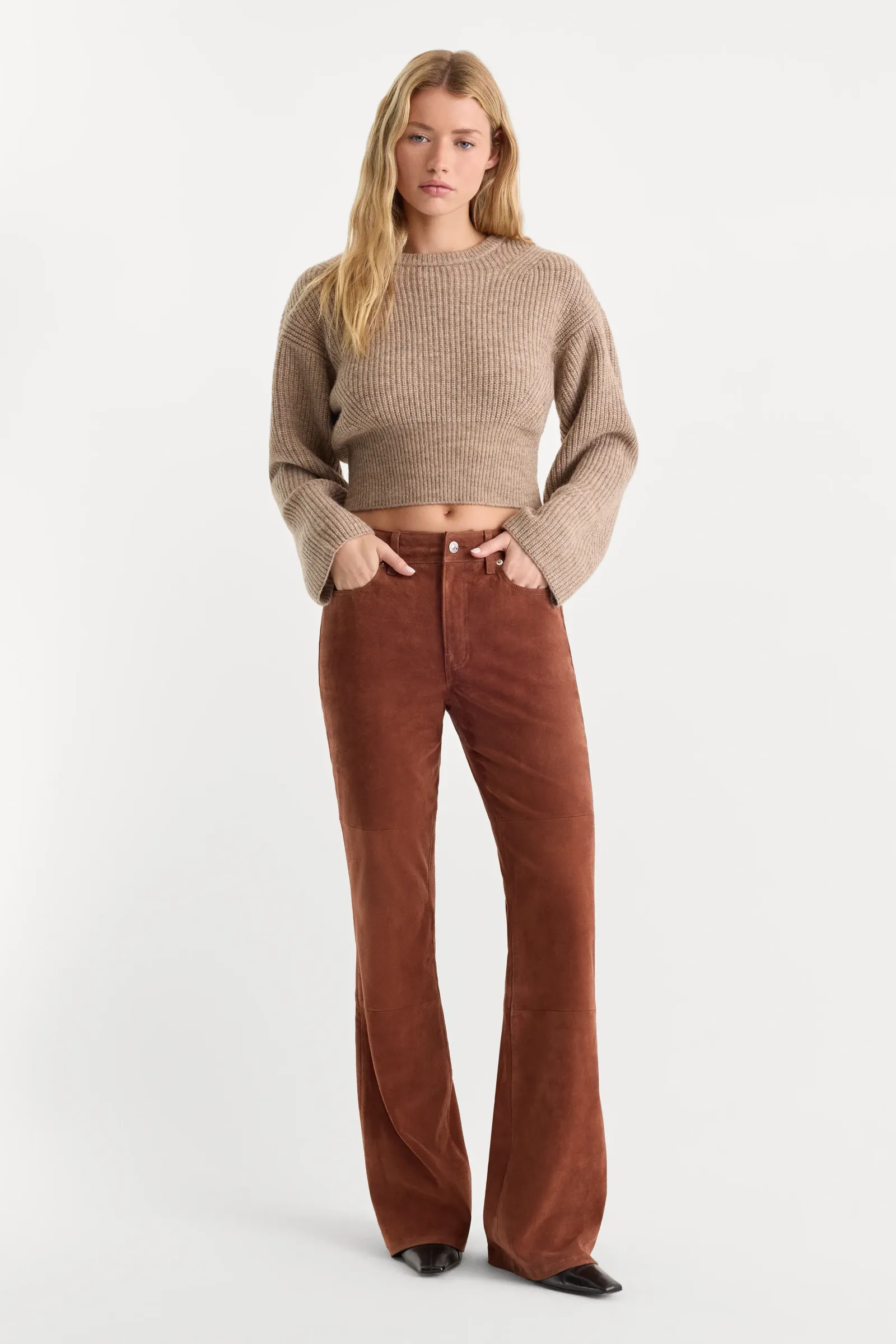 Suede Good Legs Flare Pant – Cafe Clay