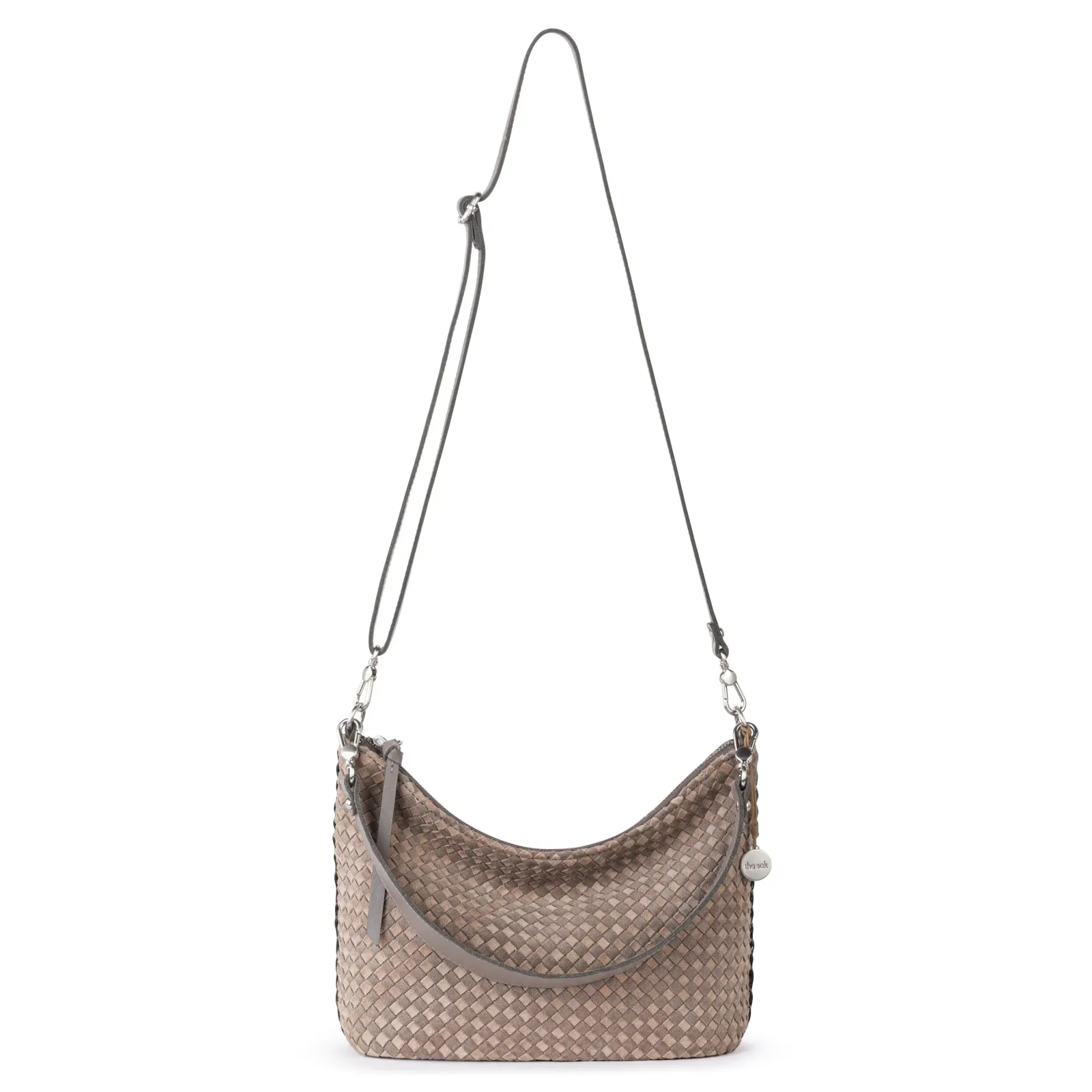 Juniper Small Hobo – Leather – Mushroom Sand Suede Woven