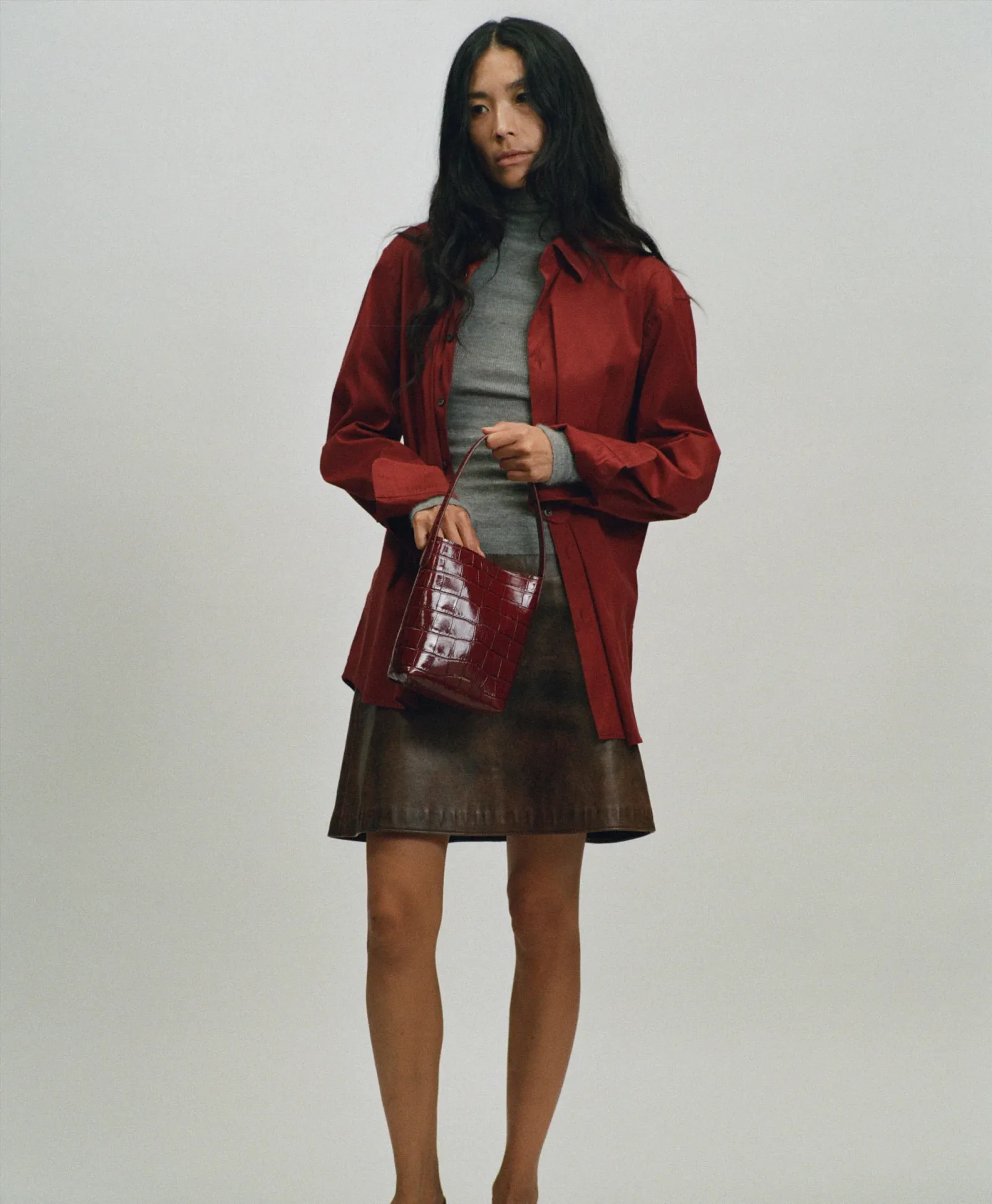Mini Everyday Cabas – Oxblood Croc