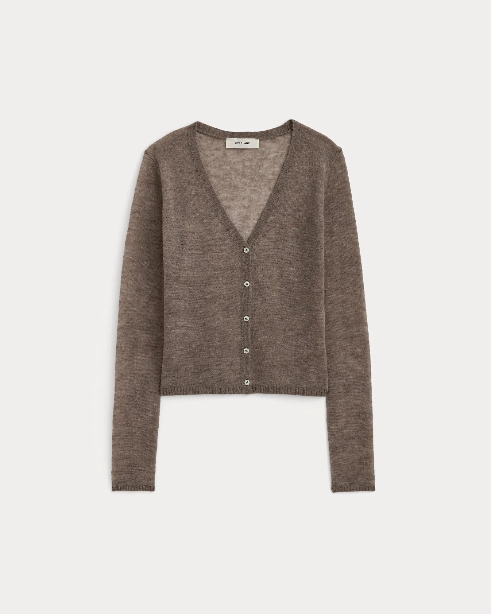 Air Alpaca Wide V Cropped Cardigan – Heathered Chocolate Chip