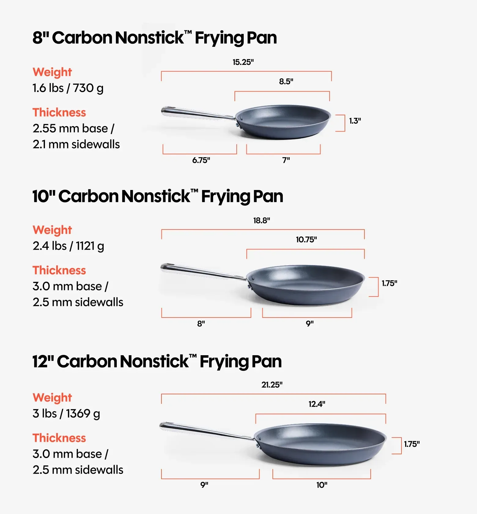 8" + 12" Carbon Nonstick™ Frying Pan