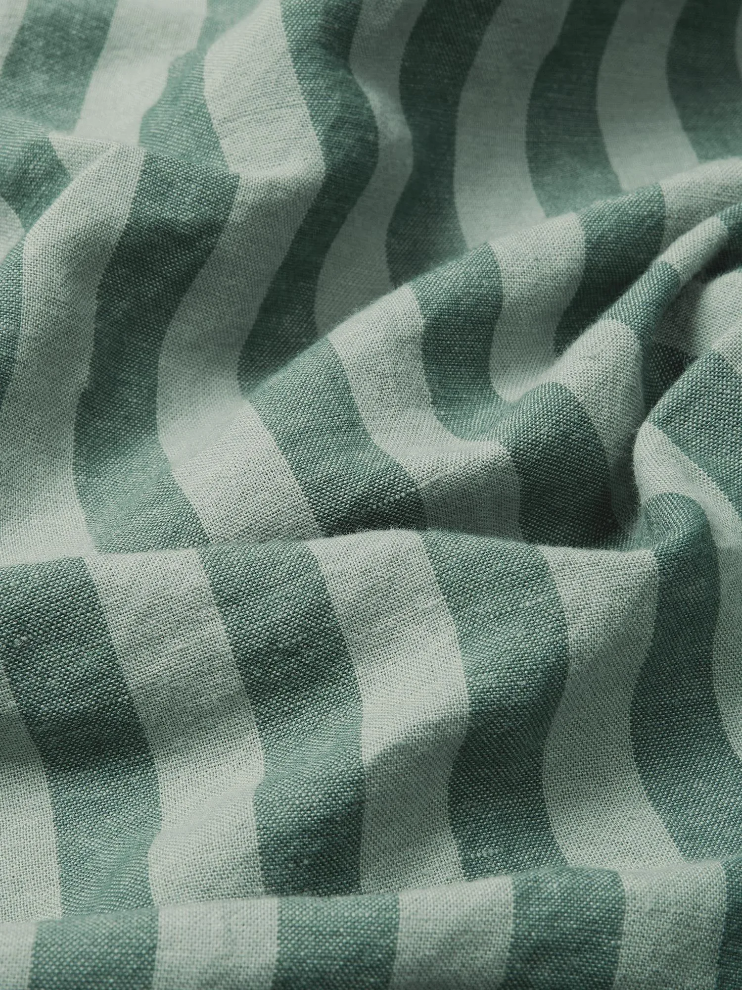 Pine Green Pembroke Stripe Linen Blend Duvet Set