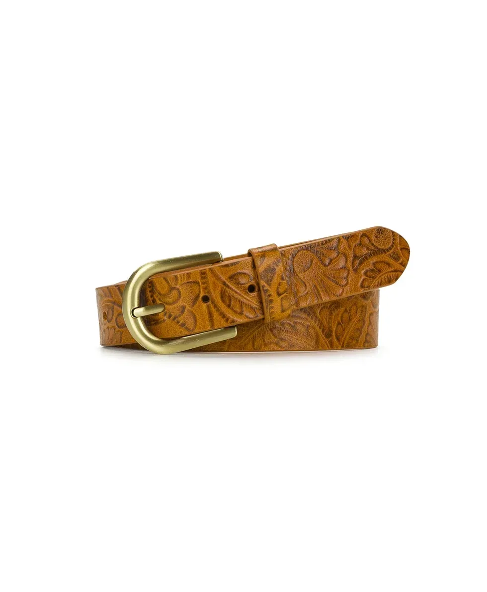 Vietri Belt – Brazilian Supple Tooled – Light Tan